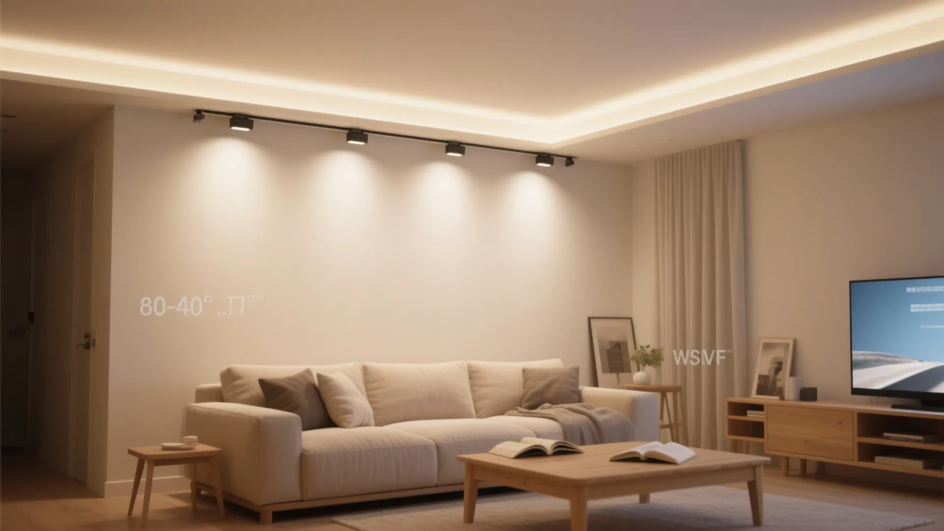 Wall track plus indirect bounce for cozy evenings