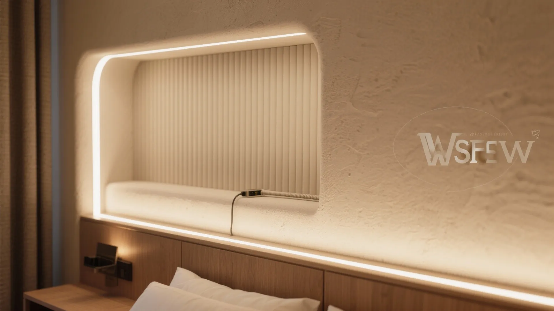 Wall-integrated LED strips for indirect glow