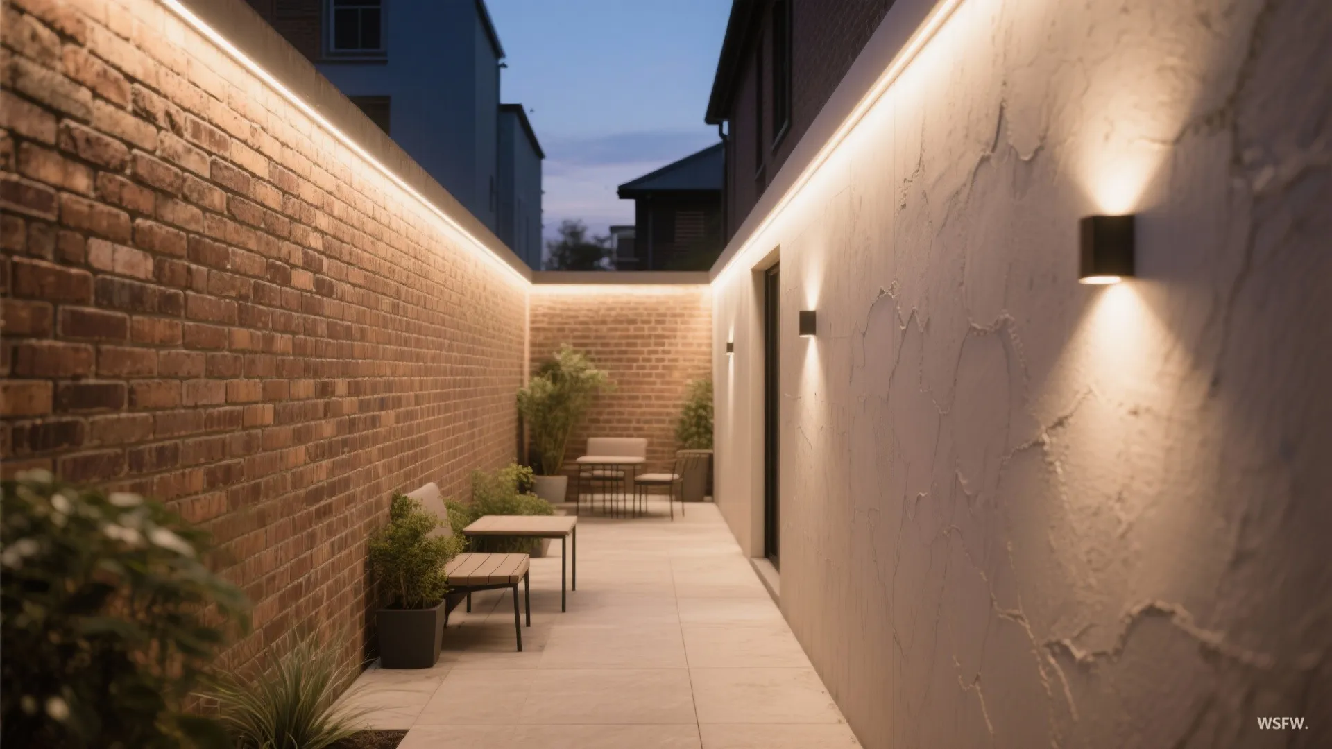 Soft, indirect wall washing for calm evenings