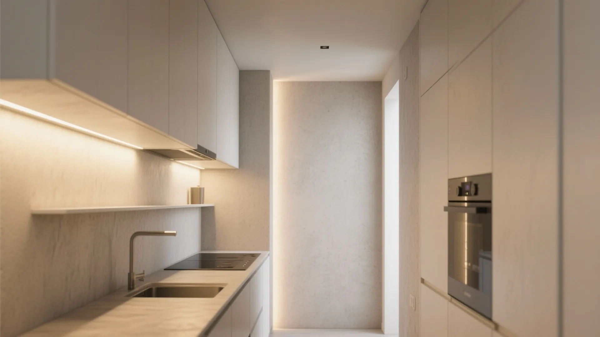 1) Indirect LED Wall-Wash Behind Upper Cabinets