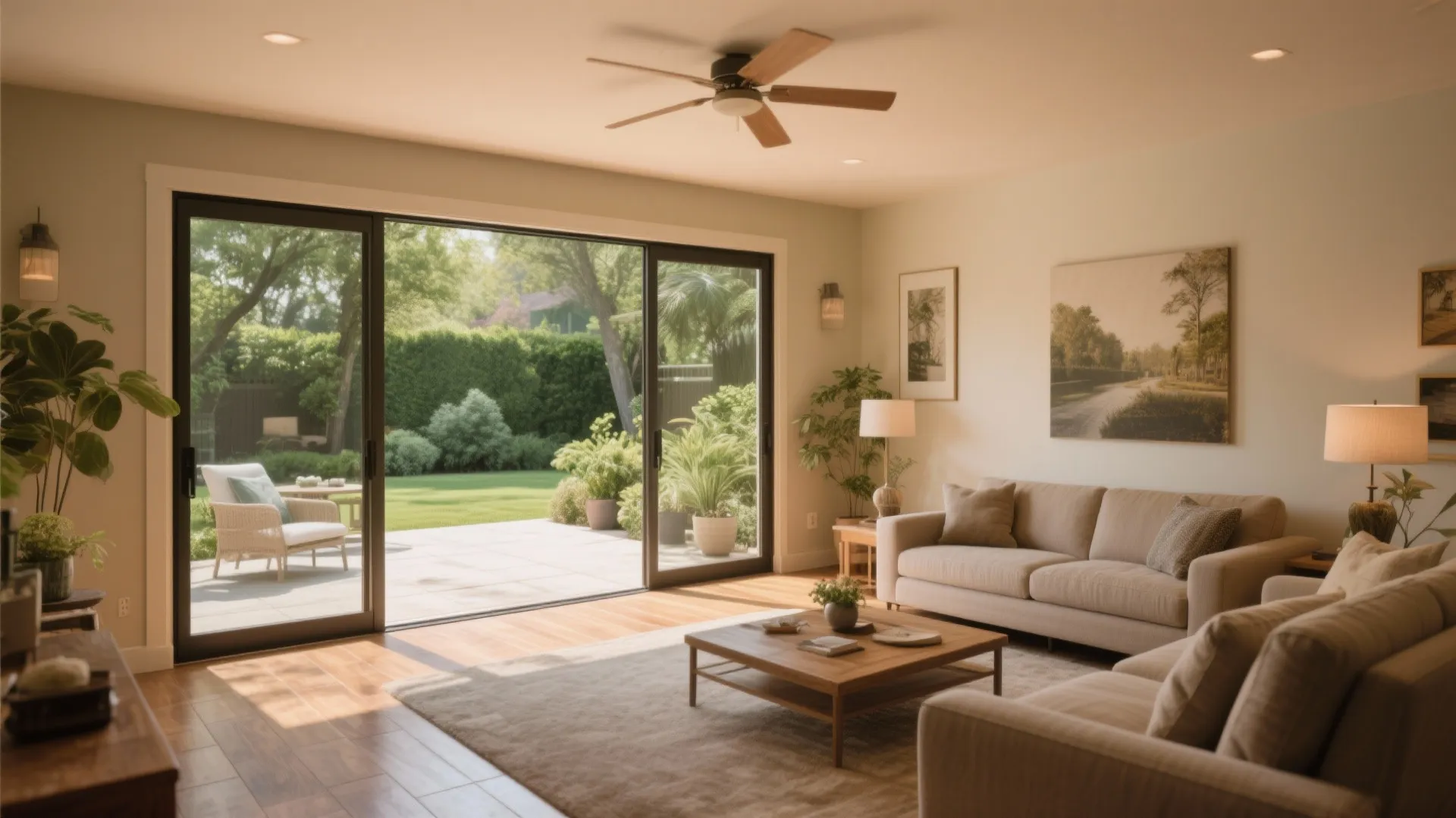 Seamless transition between living room and patio