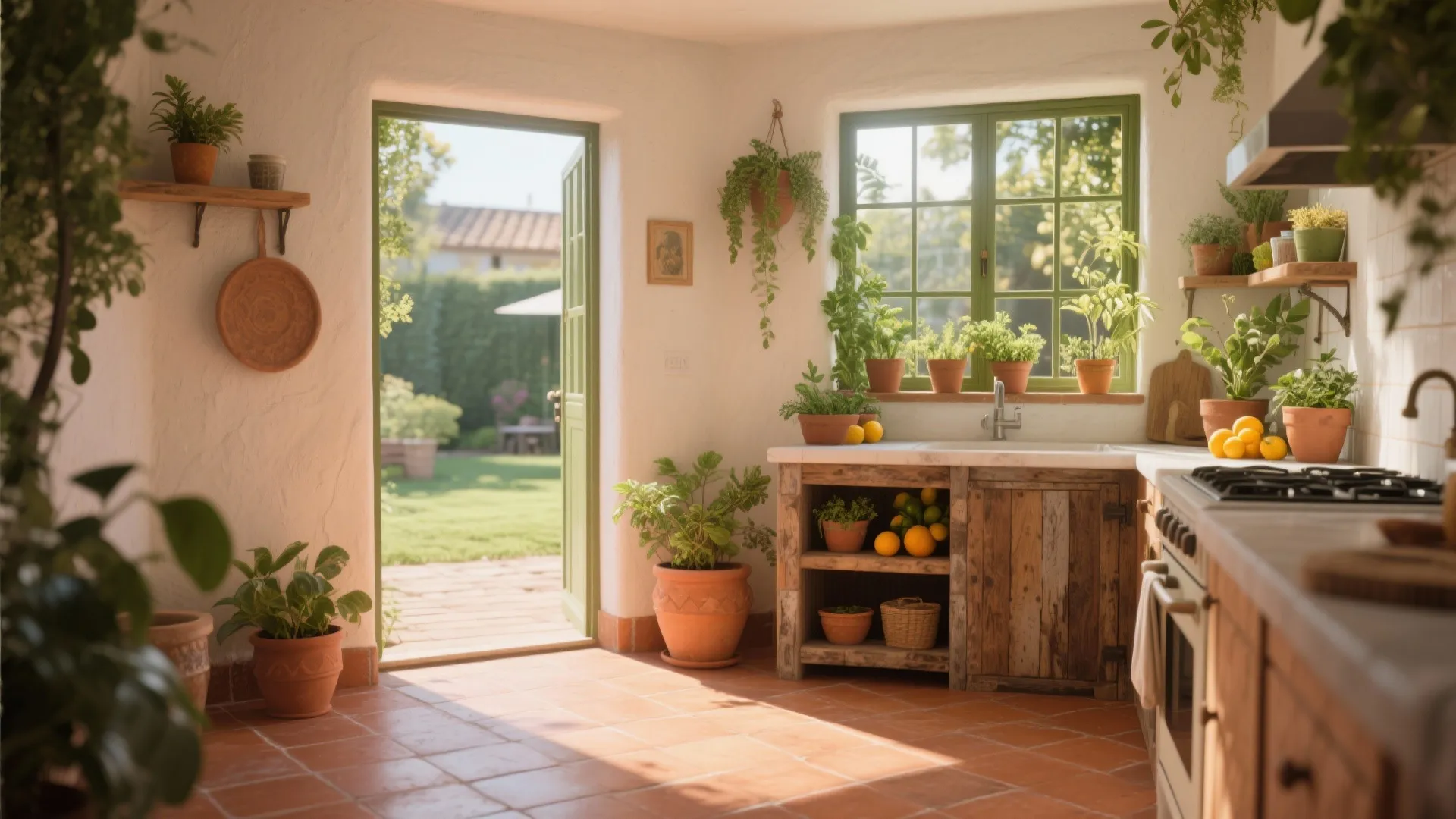 5. Indoors-outdoors flow, plants, and bright natural light