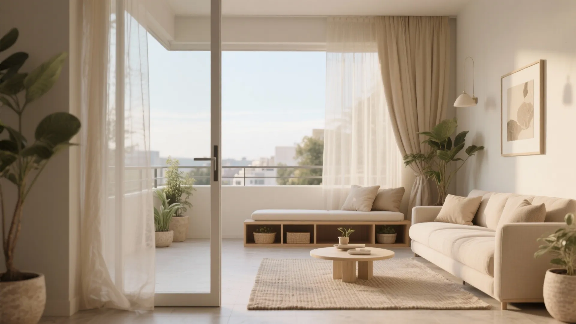 Indoor-Outdoor Continuity: Color, Curtains, and Compact Storage