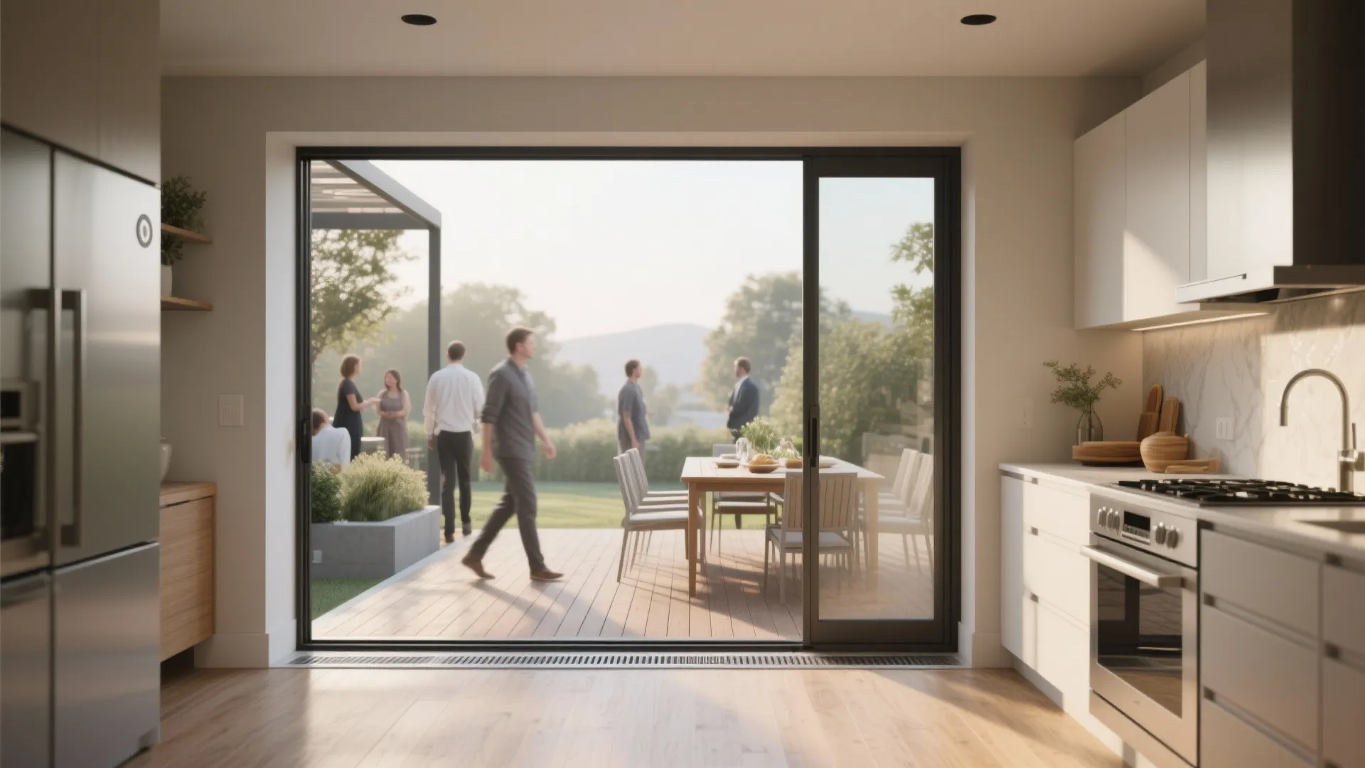 2. Create a seamless indoor-outdoor kitchen flow