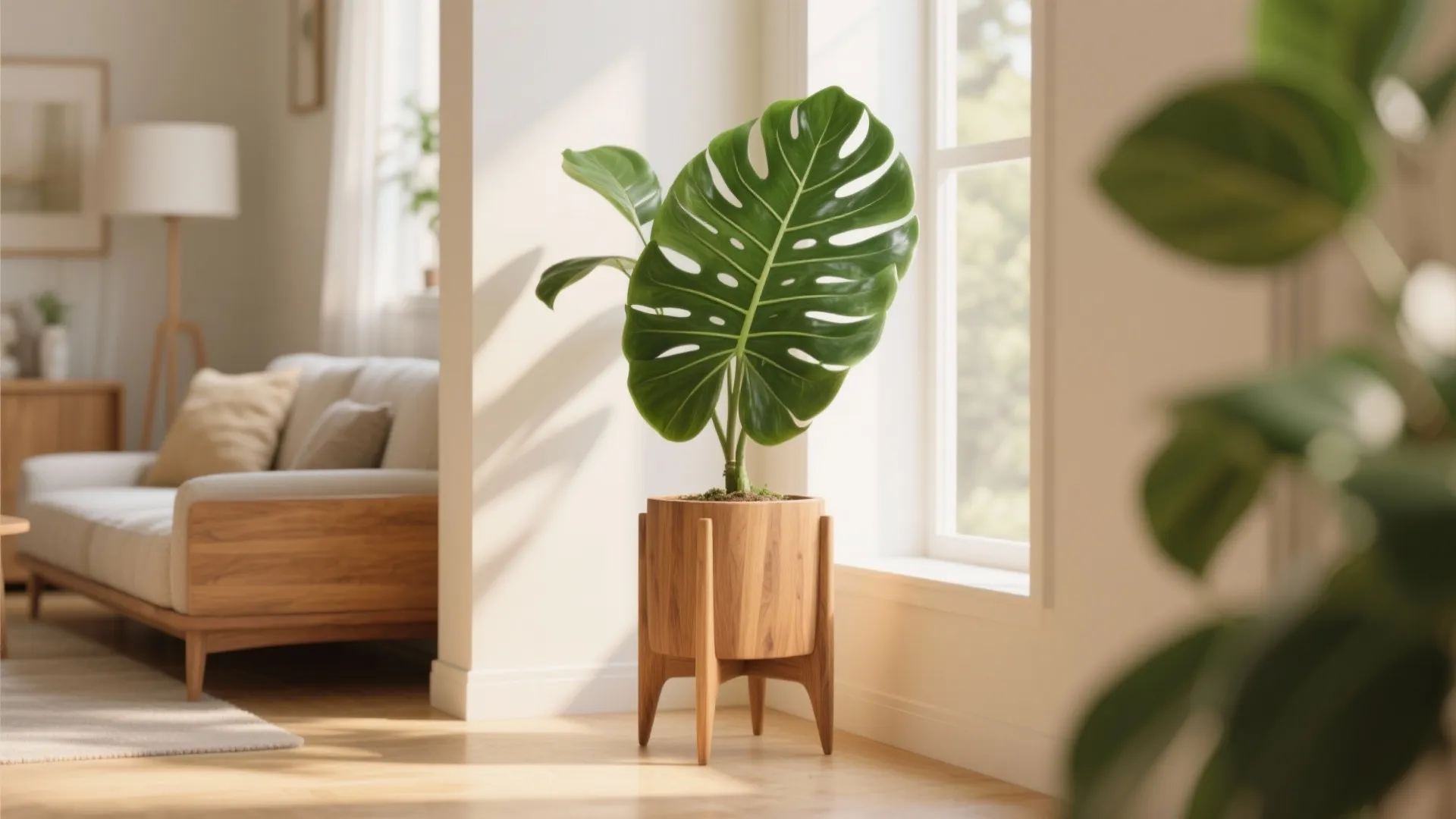 2. Indoor Plant Stand with Statement Greens