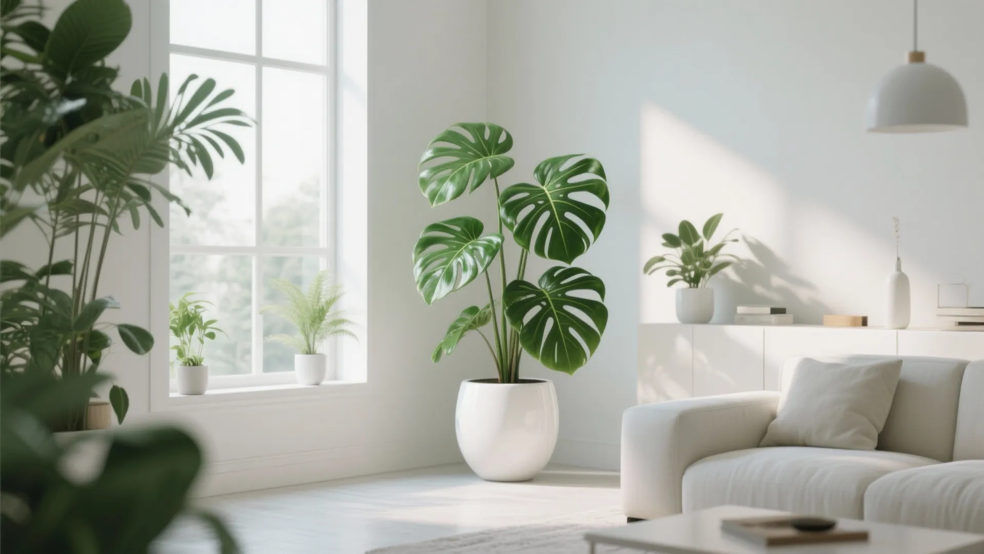 5. Lush Indoor Plants with White Planters