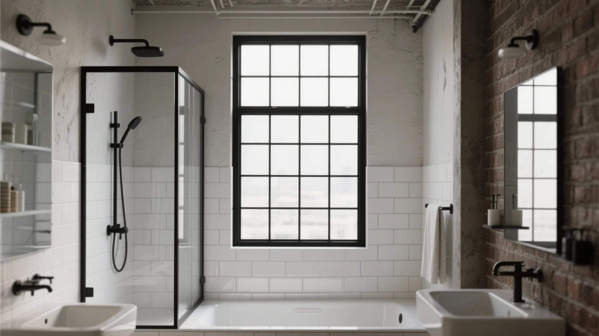 Industrial Black Steel Grille + Clear Tempered Glass