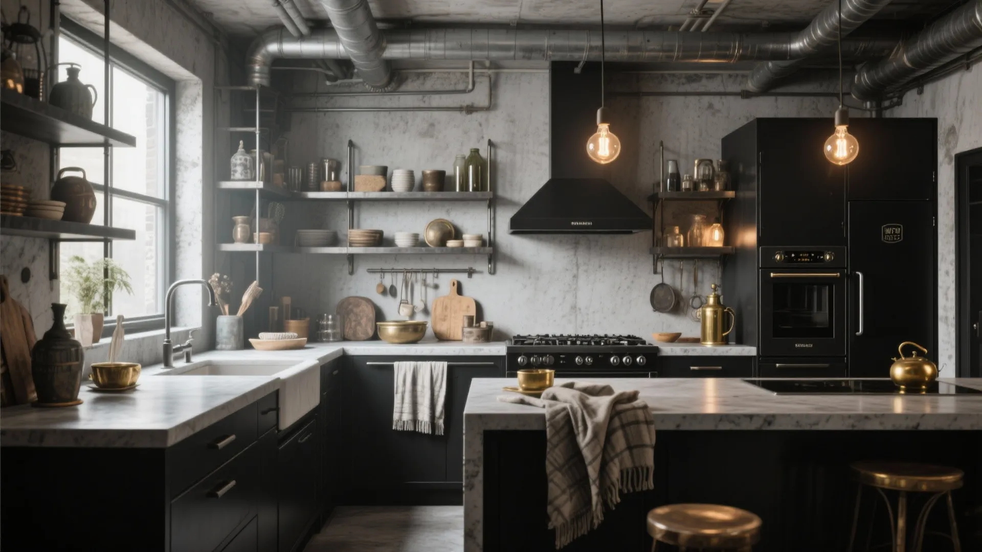 5. Integrate Black Appliances into an Industrial Look