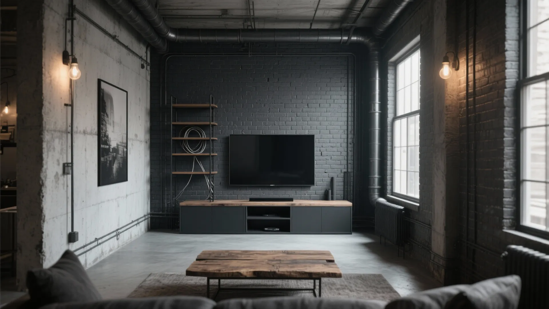 Industrial Loft Vibes with Grey Brick