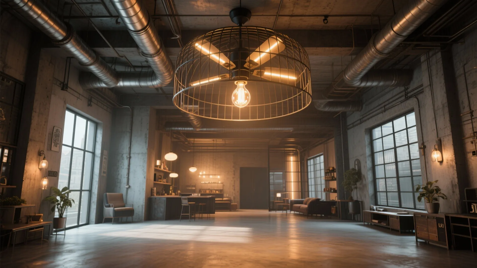 4. Industrial cage fan for open-plan living