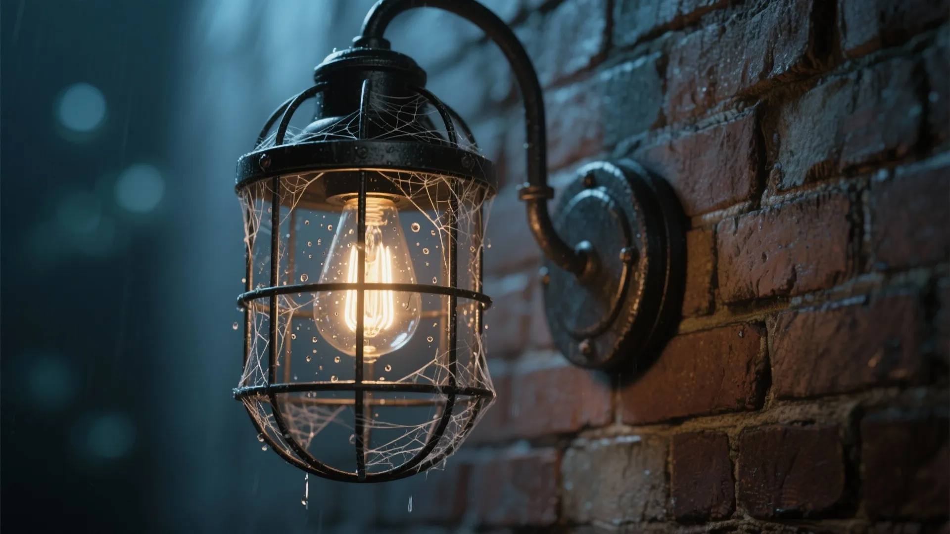 3. Industrial Cage Light for Textured Walls