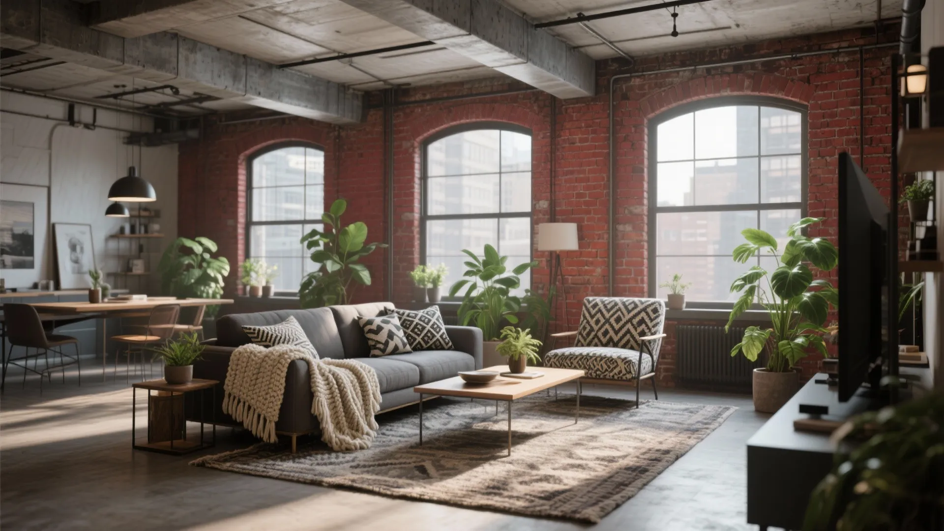 1. Industrial Chic with Warm Textures