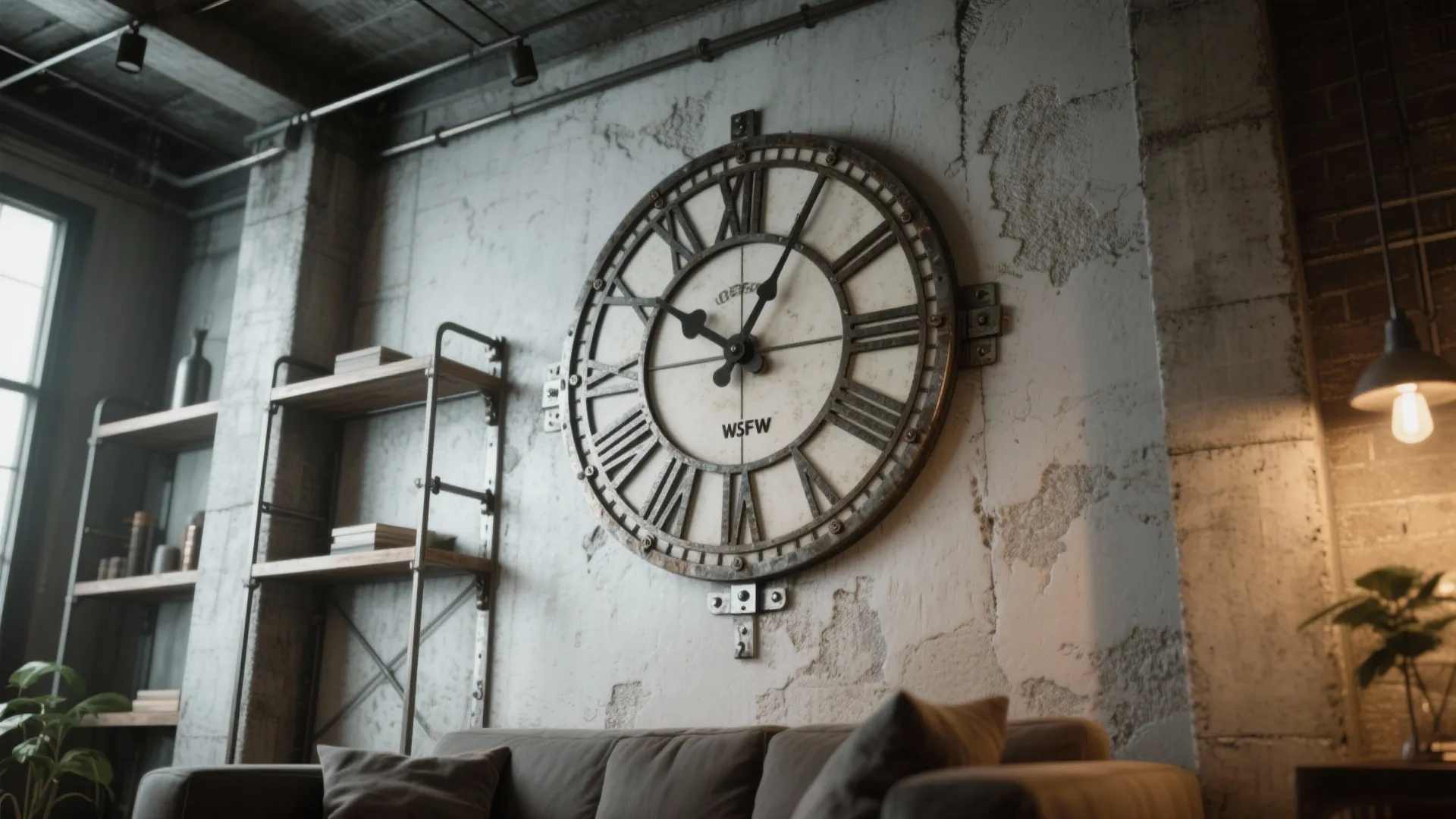 1. Oversized Industrial Metal Clock — Bold Centerpiece