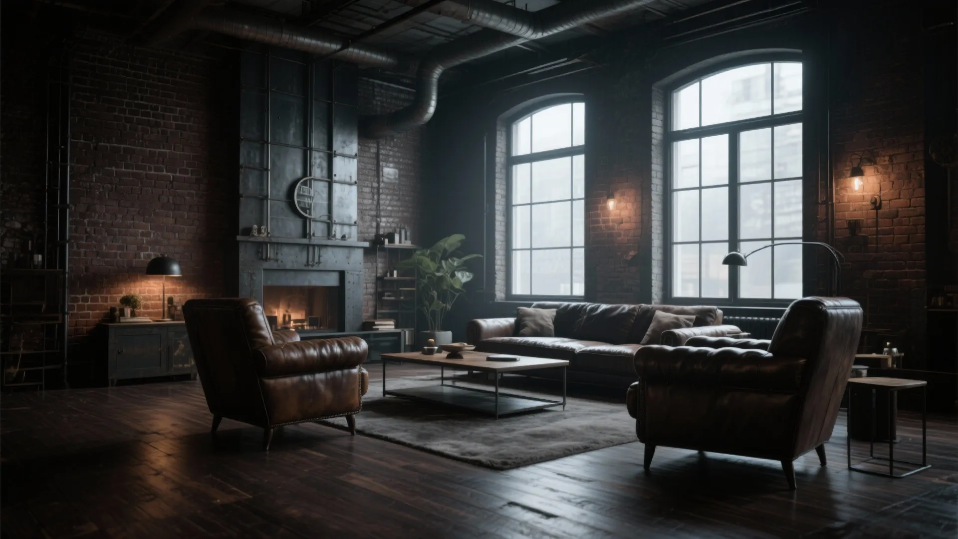 6. Industrial Edge with Dark Stained Planks