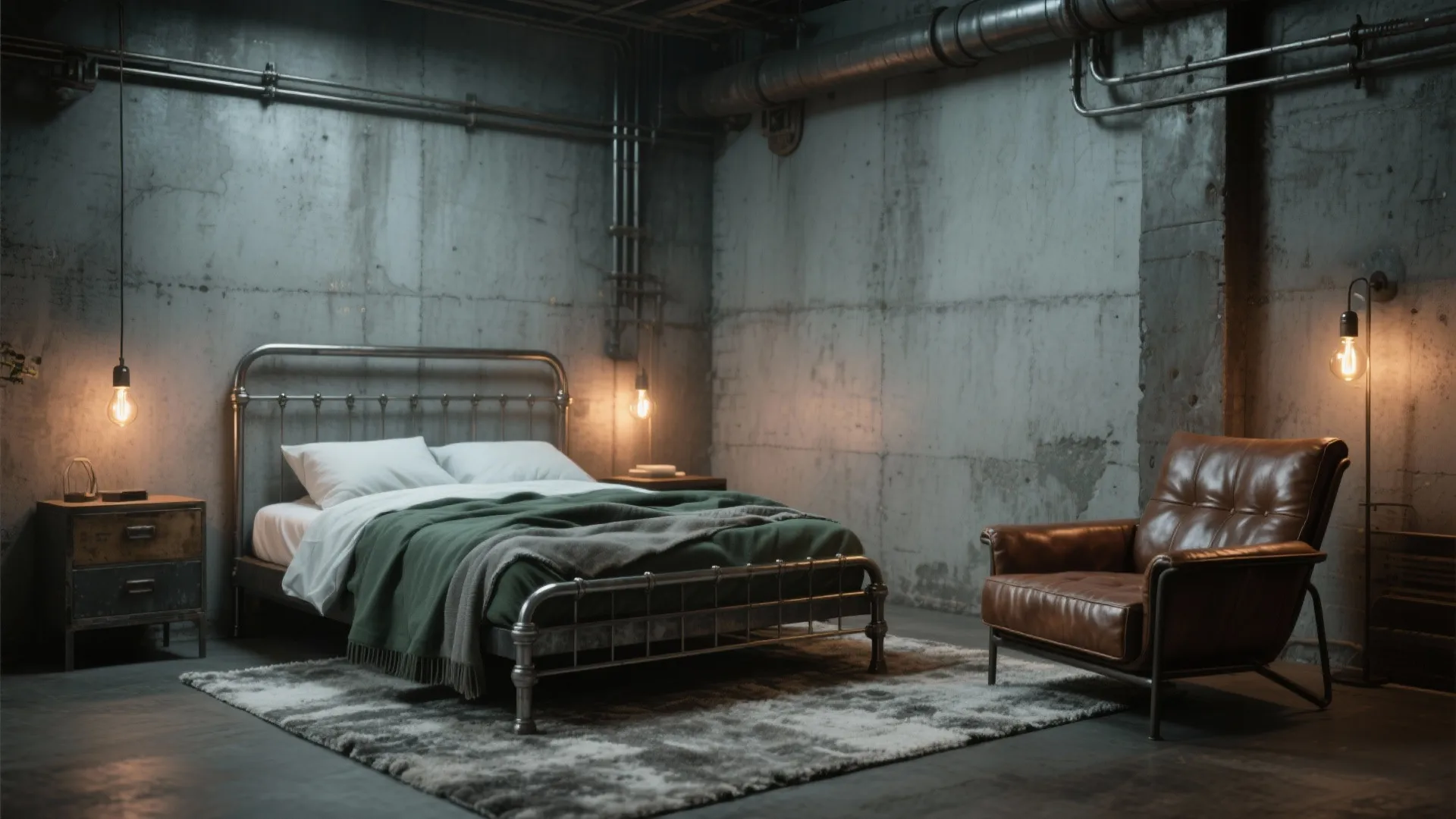 2. Industrial Edge: Metal, Leather, and Edison Bulbs