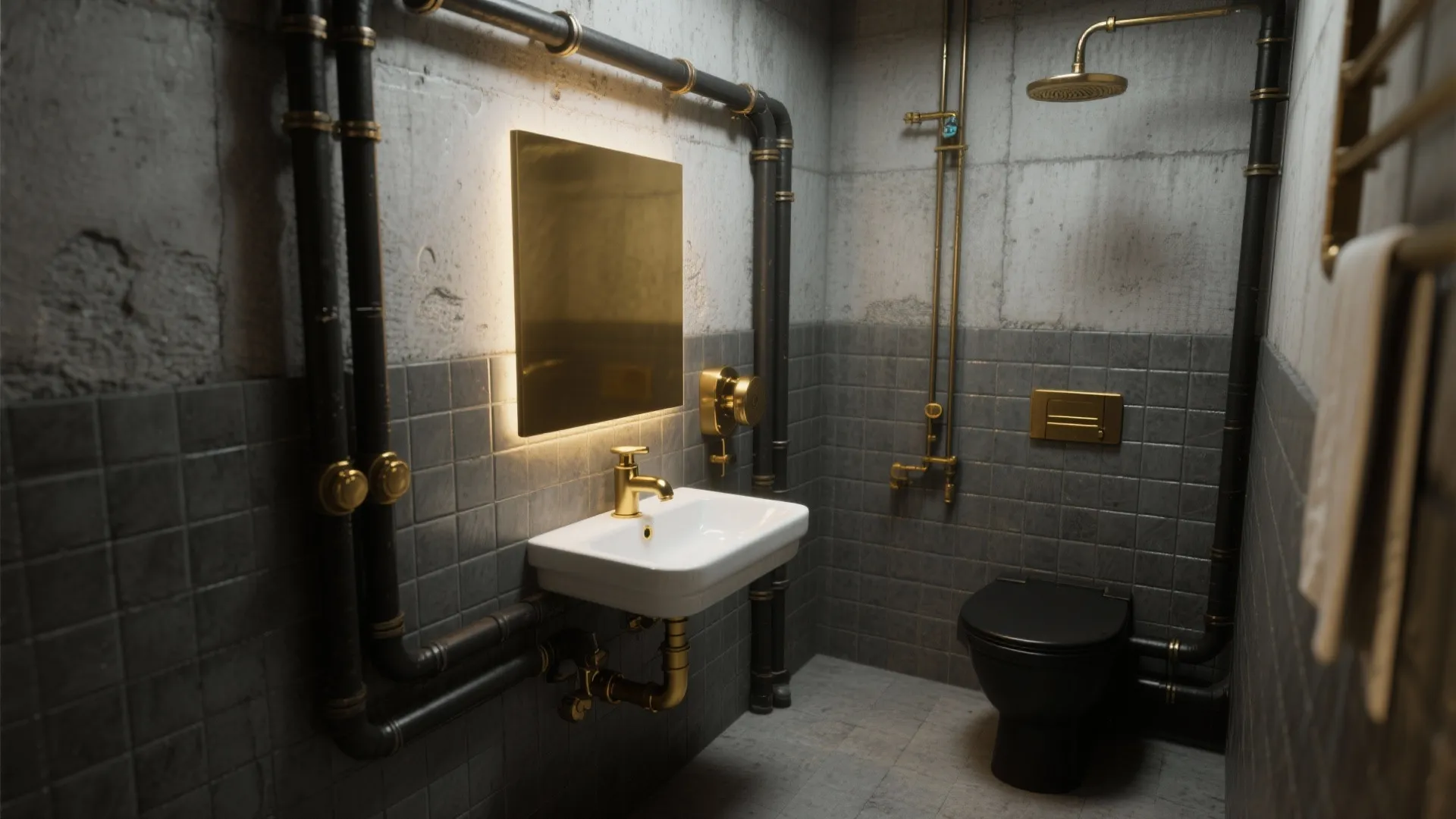 5. Industrial Edge with Polished Gold Highlights