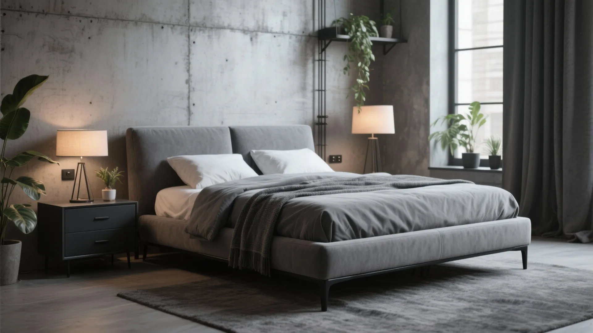 4. Industrial chic gray with metal accents