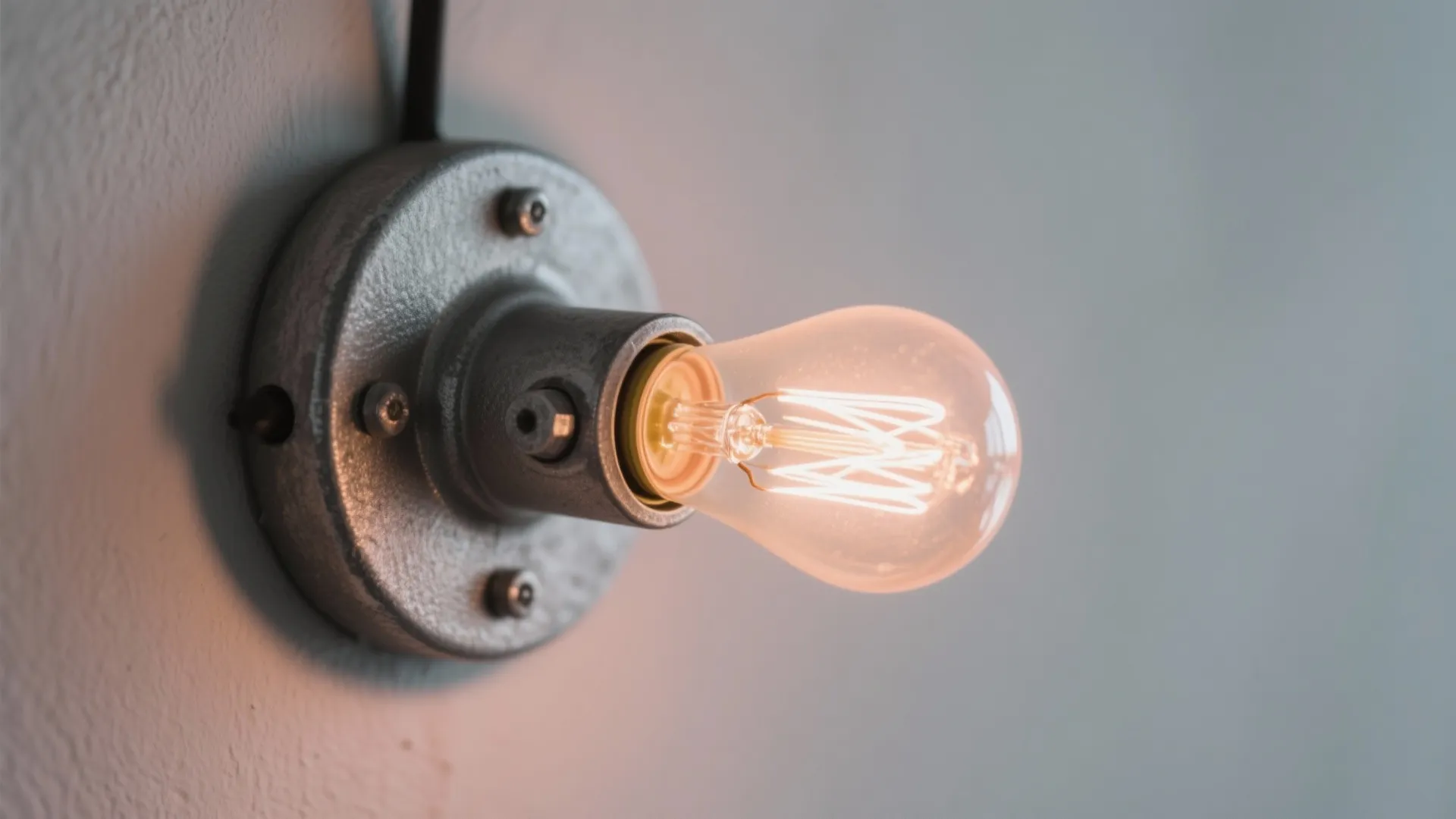 9. Industrial Gray Lights with Peach Glow