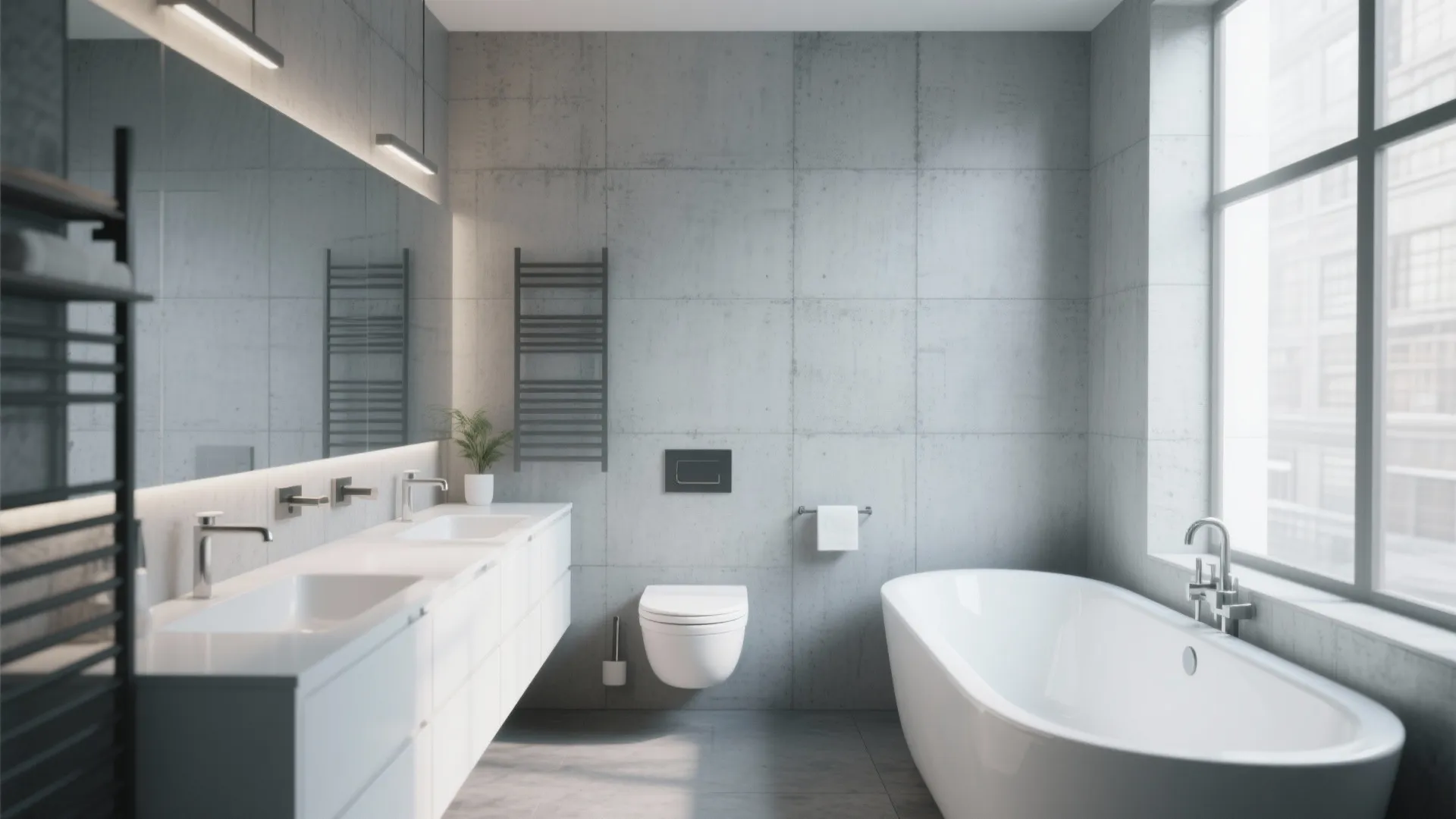 10. Industrial Concrete Gray with White Accents