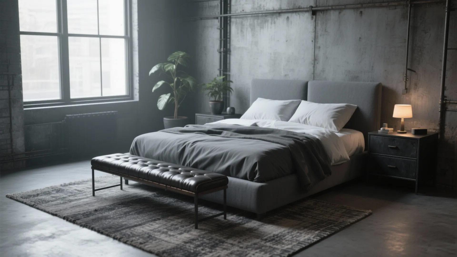 4. Industrial Grey with Metal and Leather