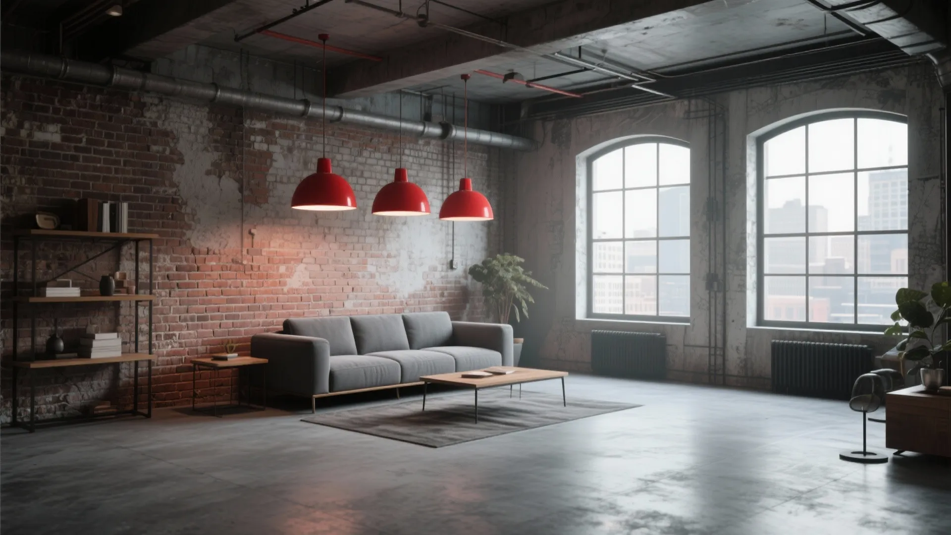 Industrial Grey with Red Pops