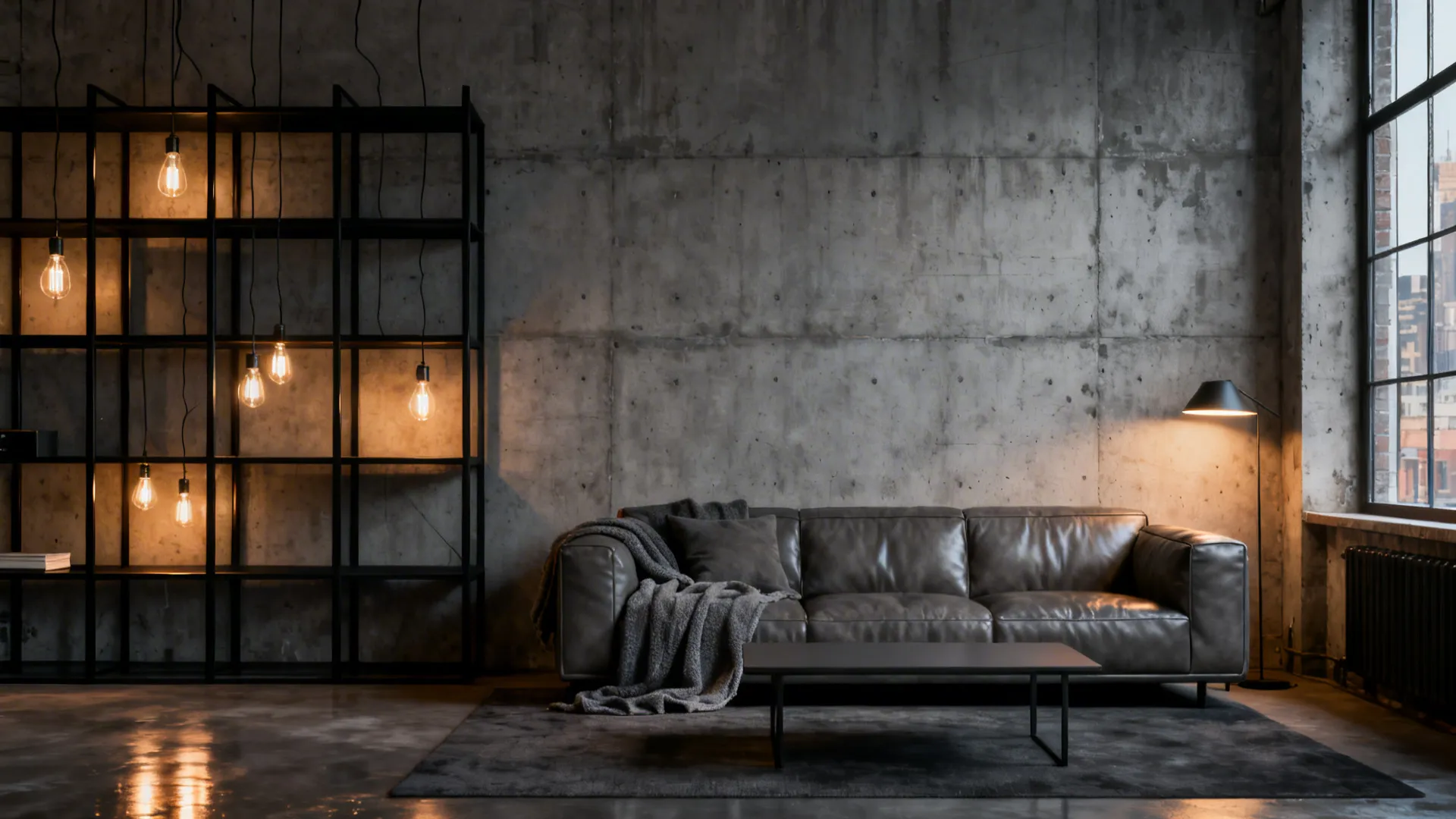 5. Urban-industrial edge with concrete and black accents