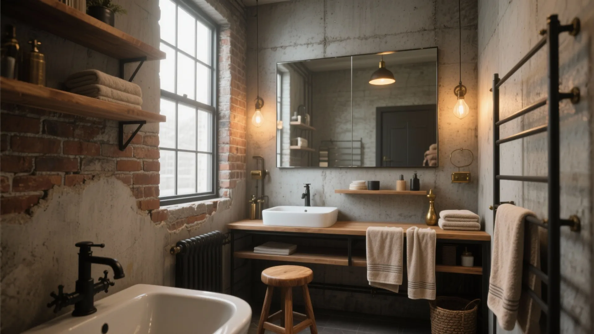 Industrial Bathroom Design Ideas — 5 Inspirations: Practical and stylish industrial bathroom ideas for small spaces