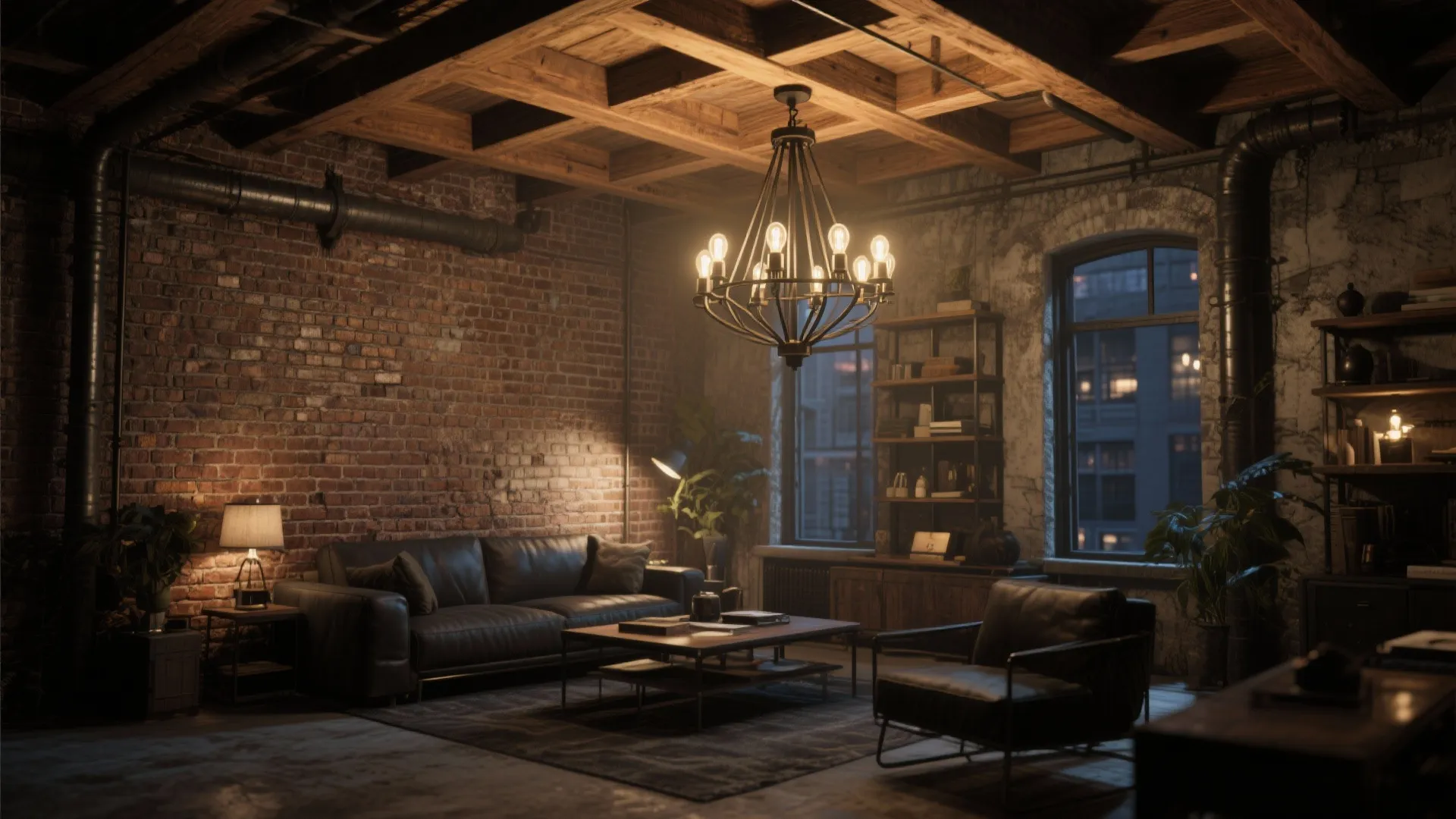 3. Industrial Iron Frame Chandeliers