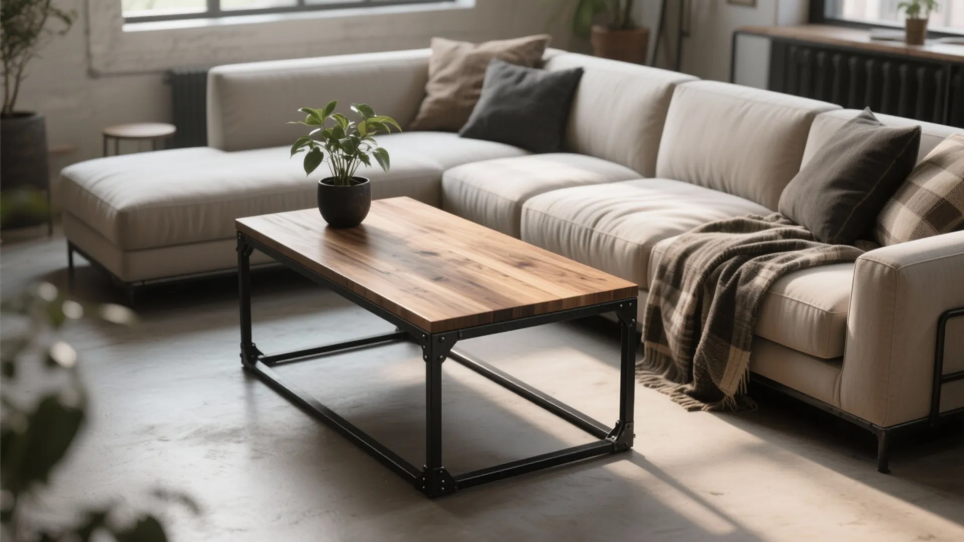 3. Industrial Black Iron and Wood Combo