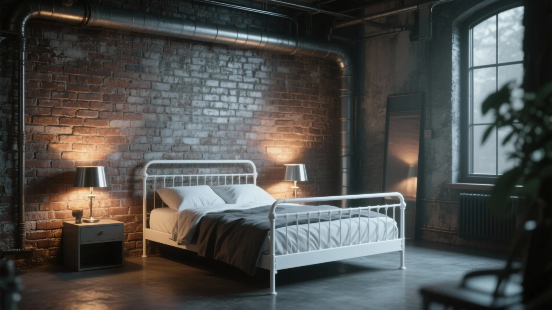 Industrial Light with Exposed Brick