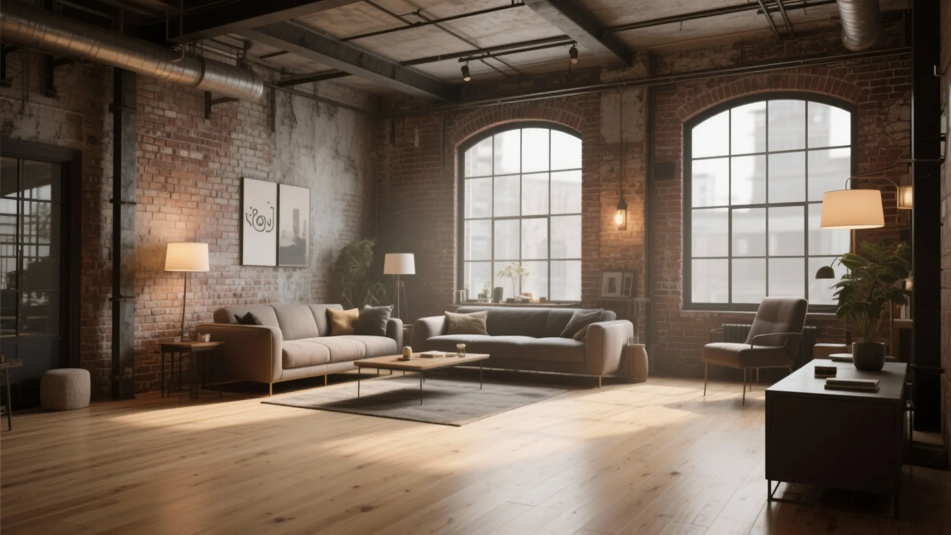 7. Industrial Loft with Light Floors
