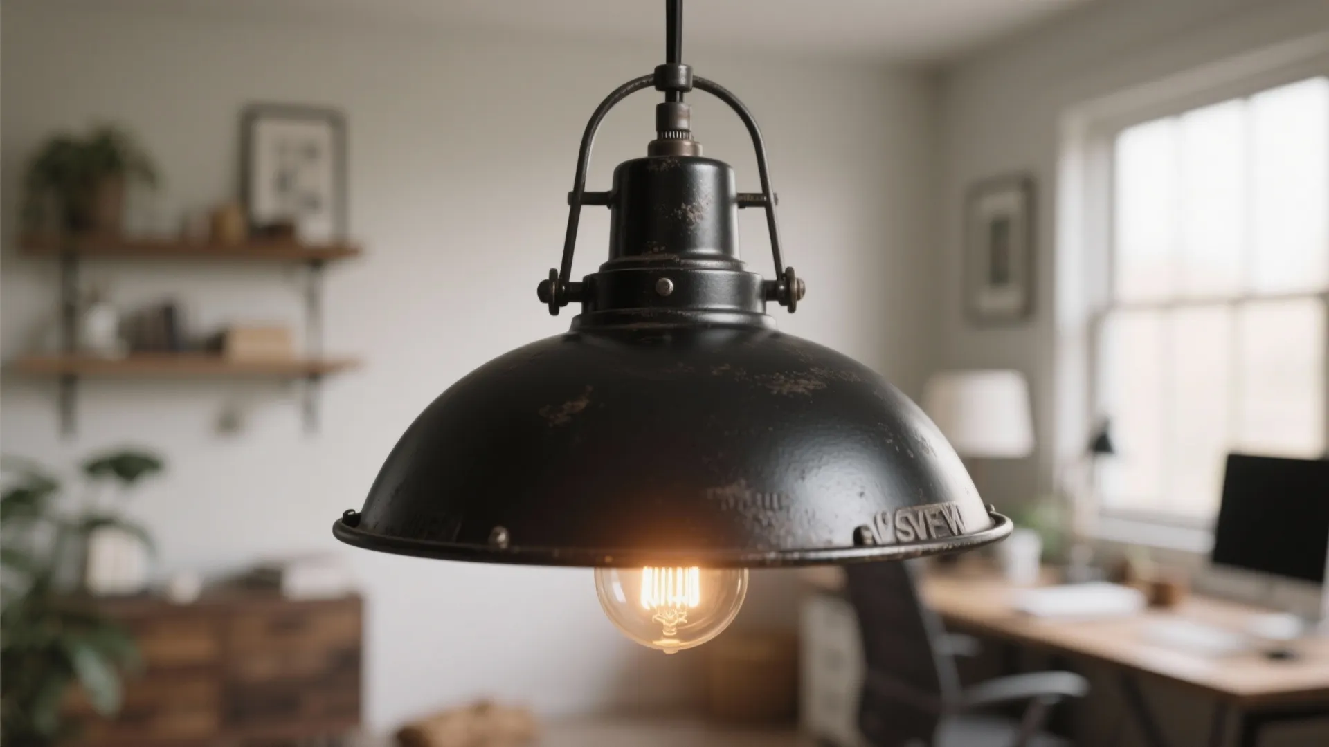 5. Industrial Lighting with Warm Bulbs