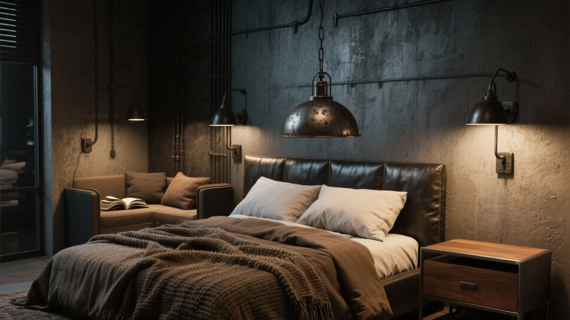 2. Industrial Lighting and Layered Textures