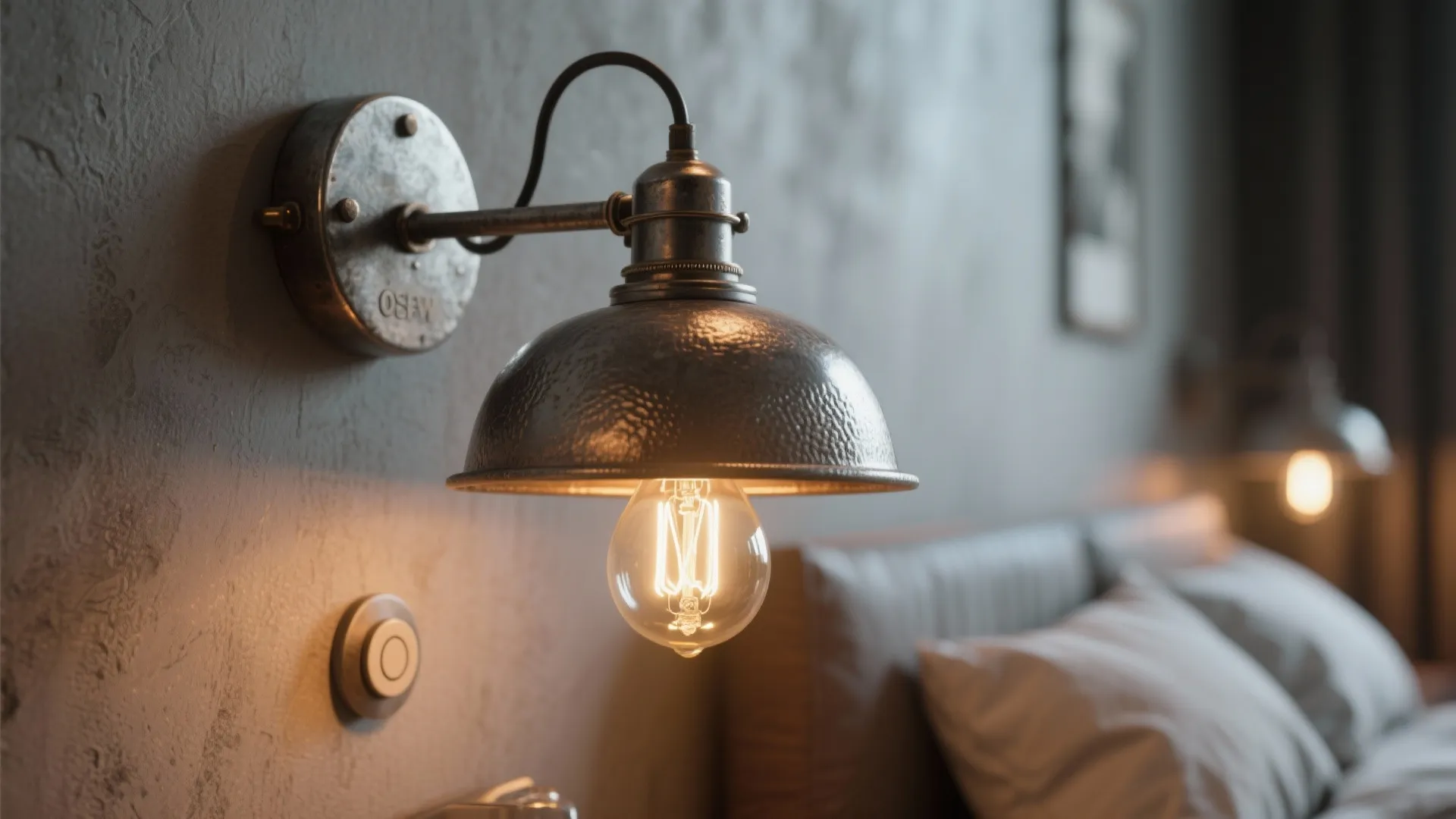 5. Layered lighting and industrial fixtures