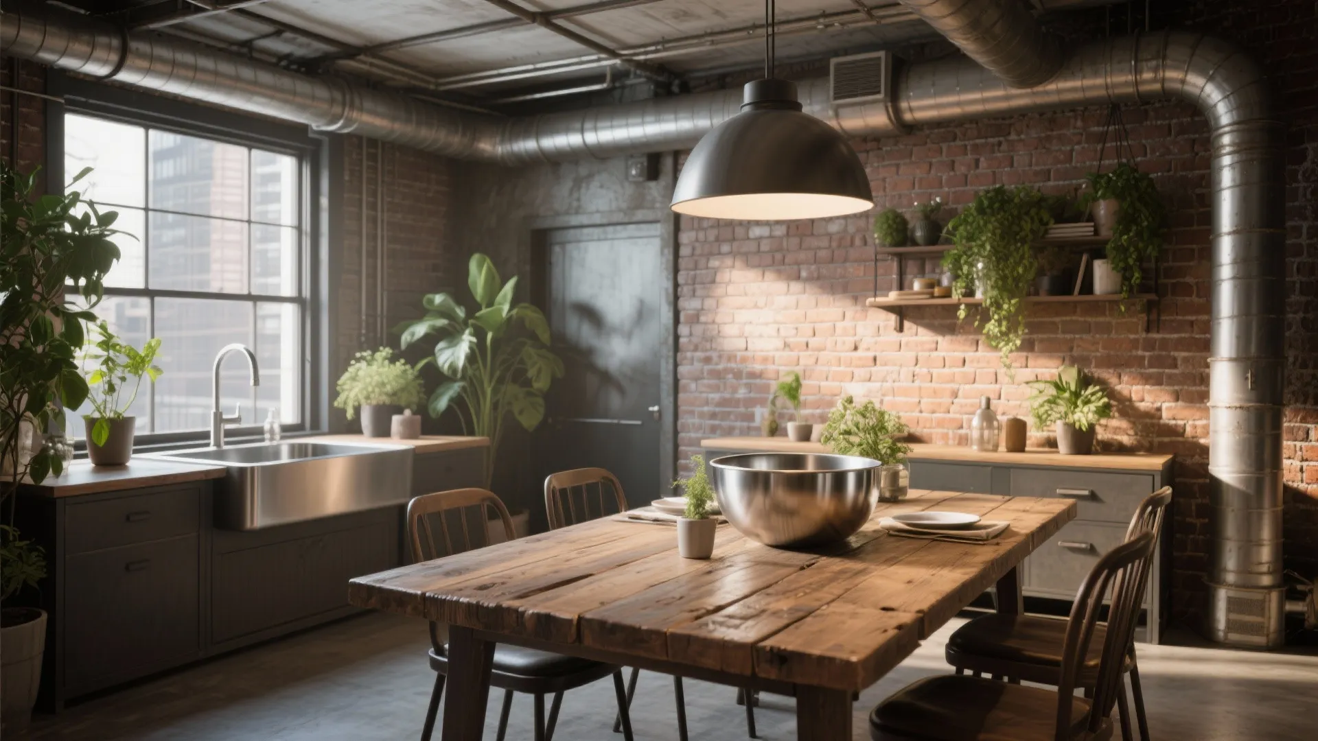 Industrial Metal Basin Accent