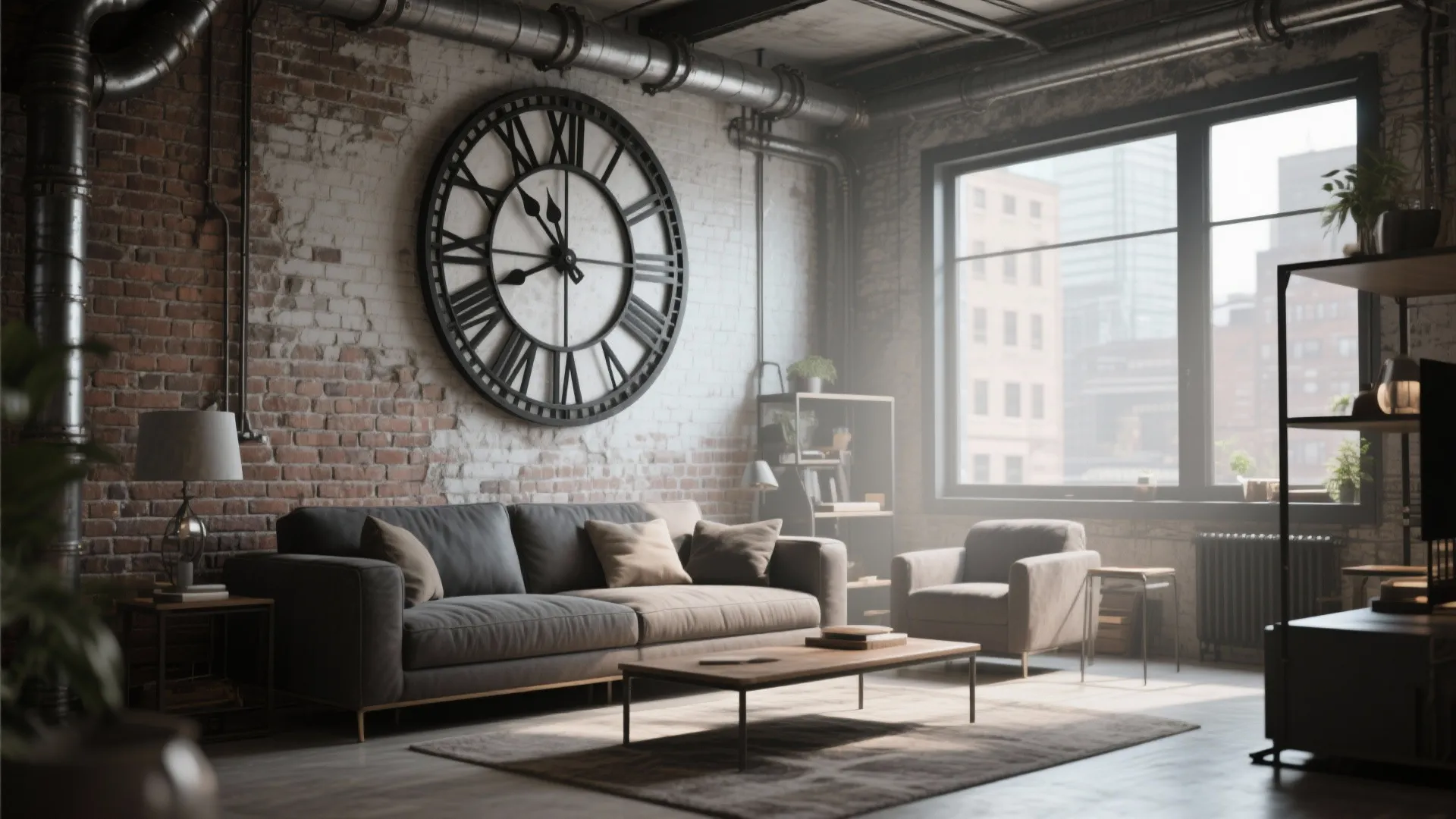 Oversized Industrial Metal Clock