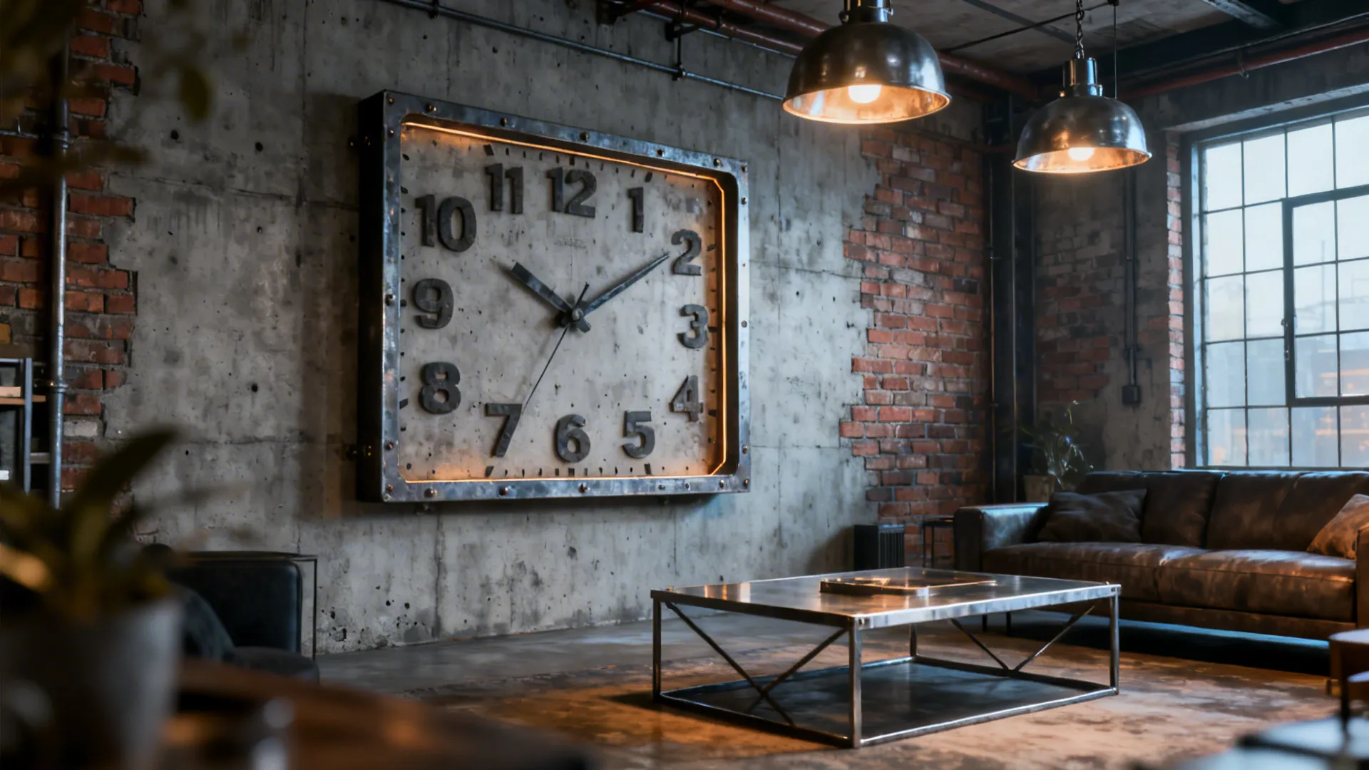 3. Industrial Metal Rectangle Clock