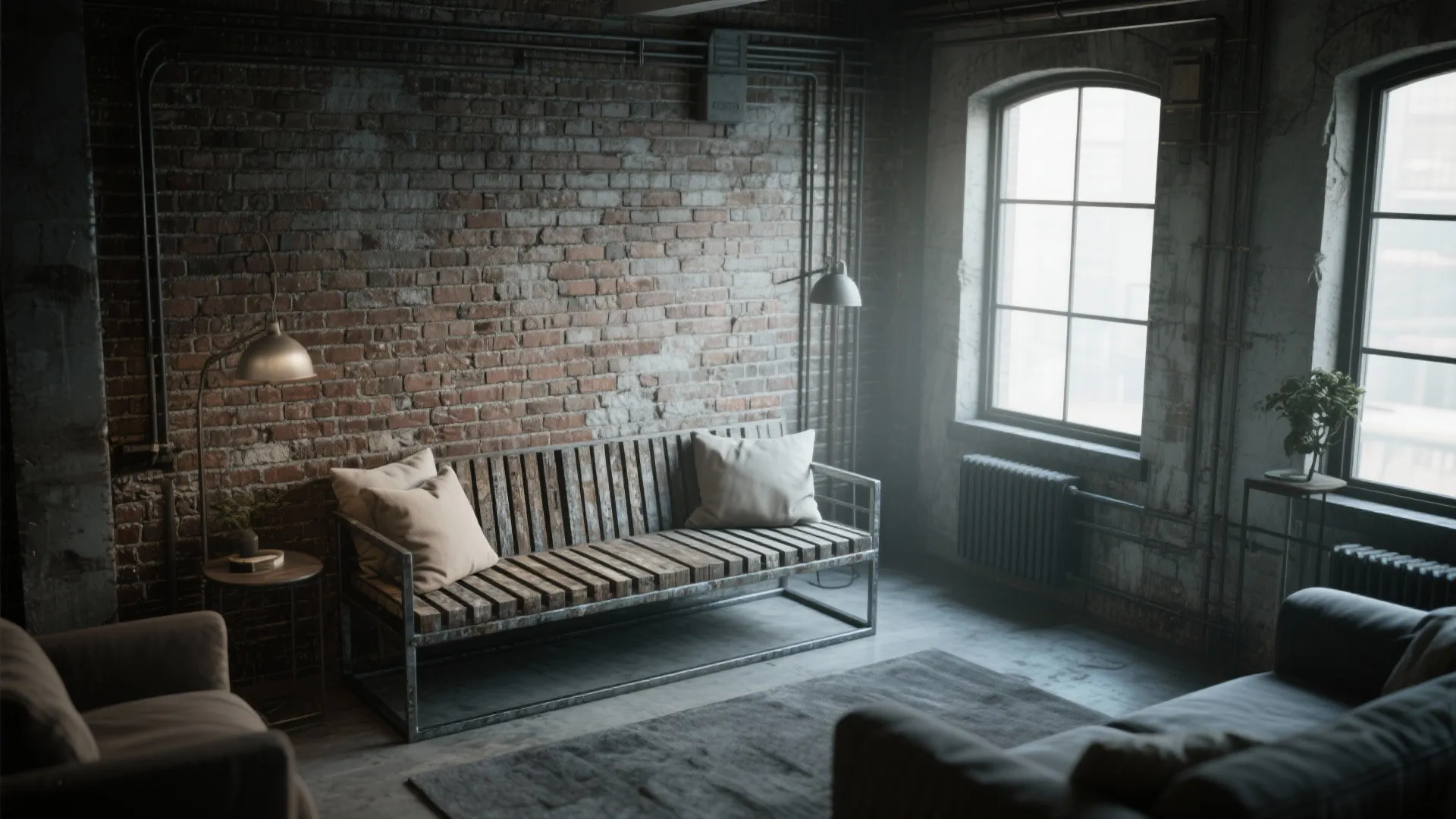 9. Industrial Metal and Wood Bench