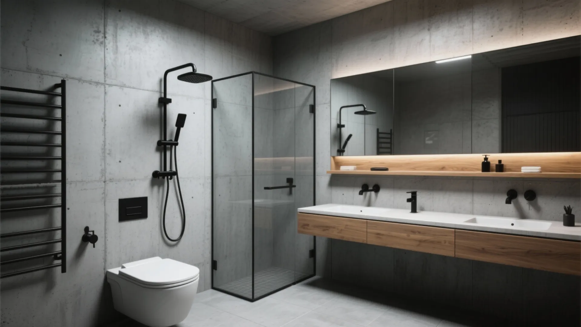 1. Industrial Minimalism: Matte black and concrete