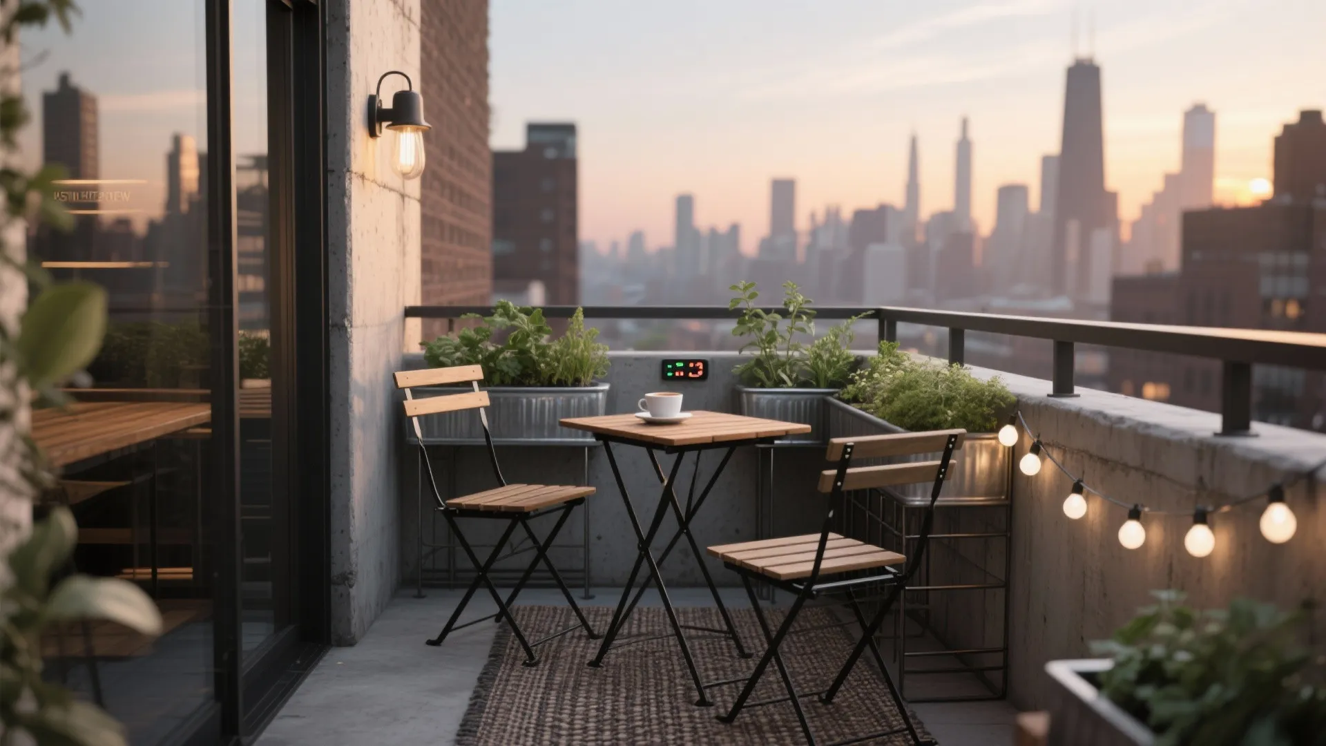 Urban Industrial Coffee Nook with Smart Lighting