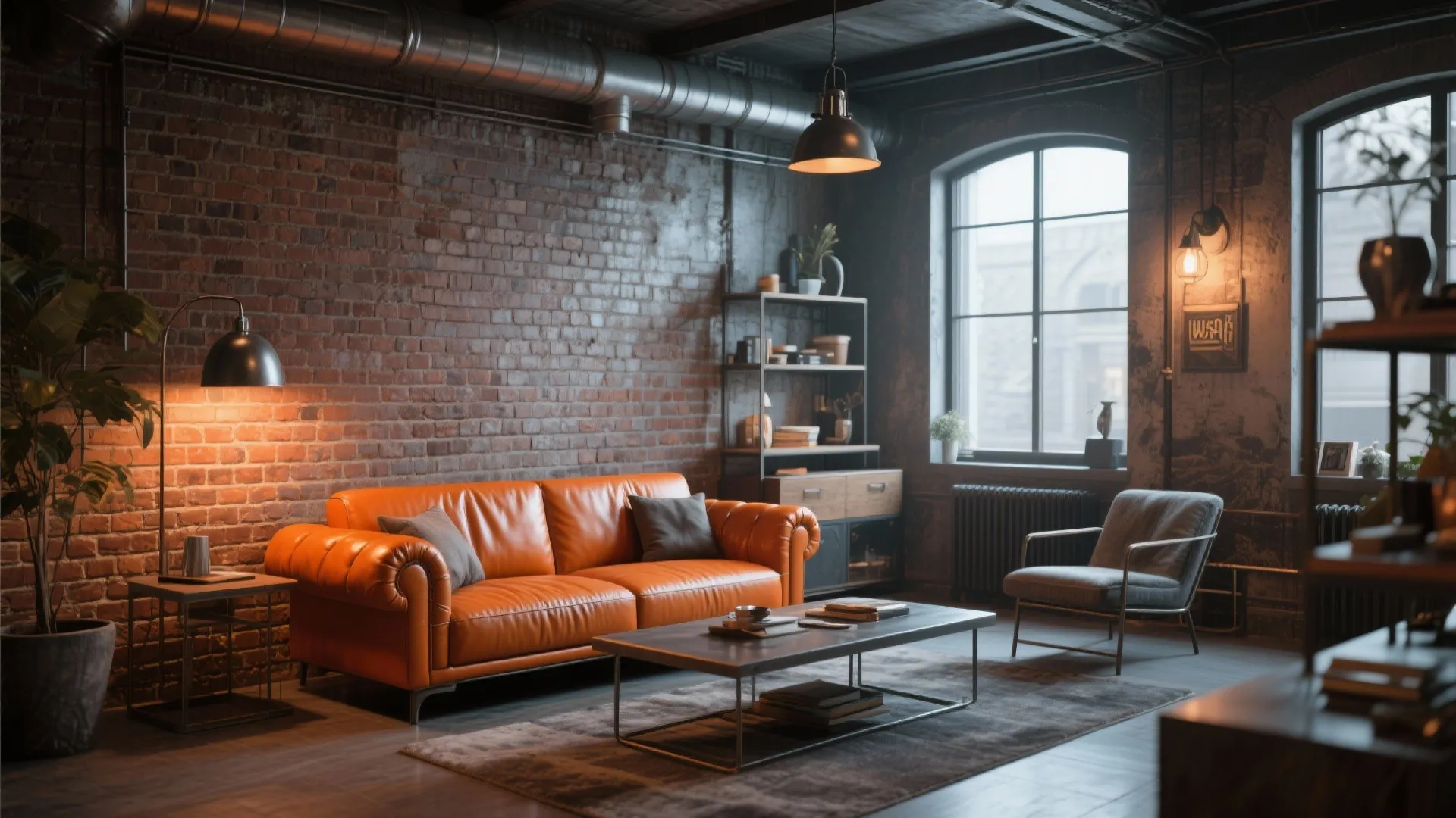 5. Industrial Edge with Leather Accents