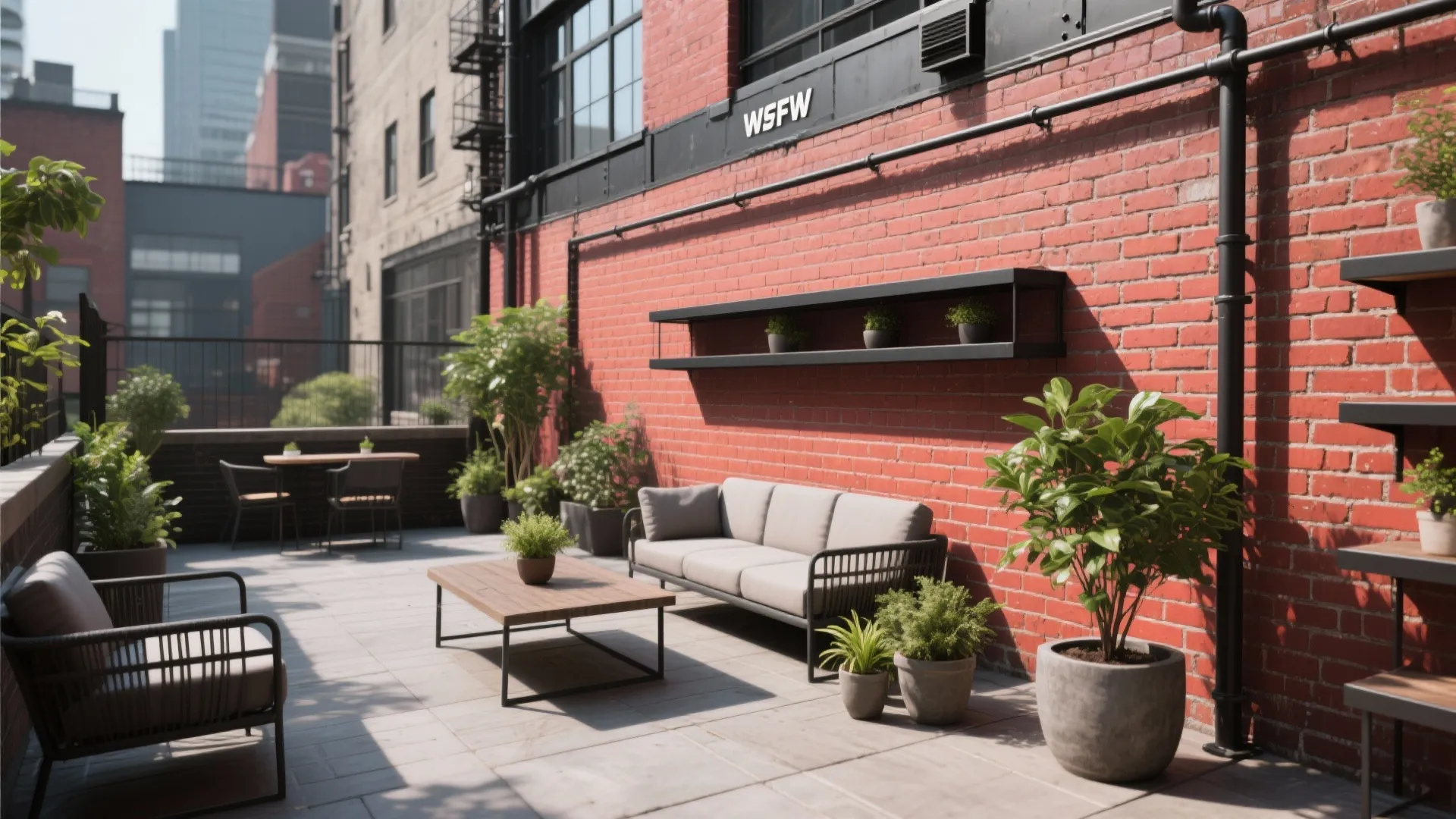 Industrial Style Patio Wall