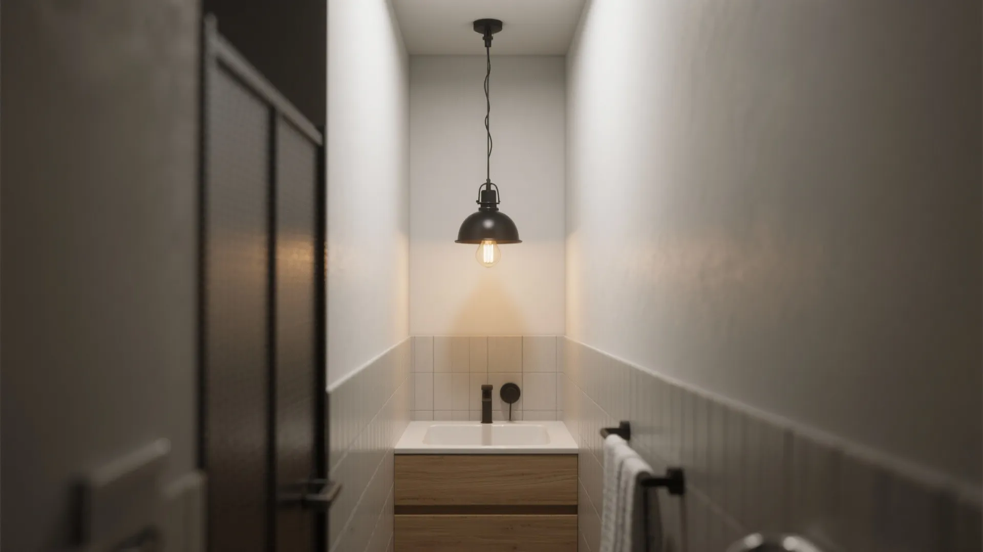 3. Industrial Black Pendant over Single Vanity