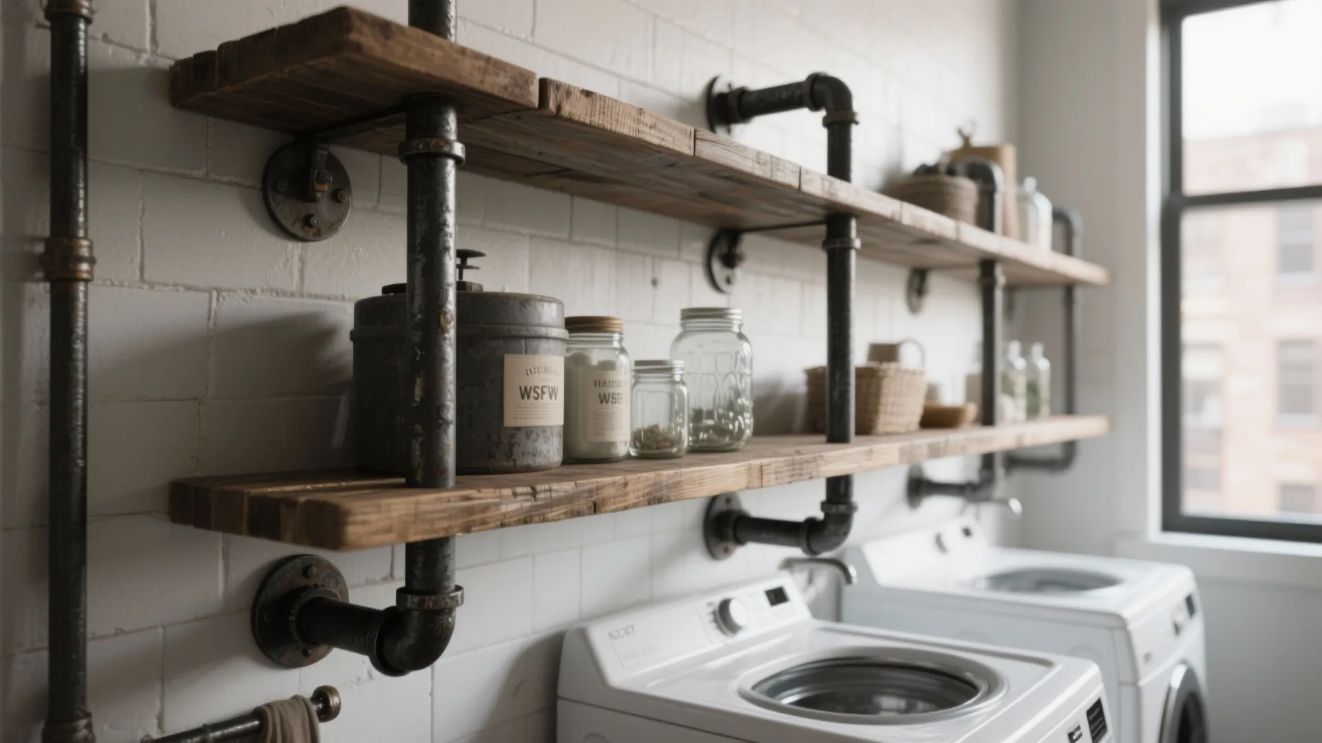 [Section: Inspiration 3] Industrial Pipe Floating Shelves — Durable & Stylish