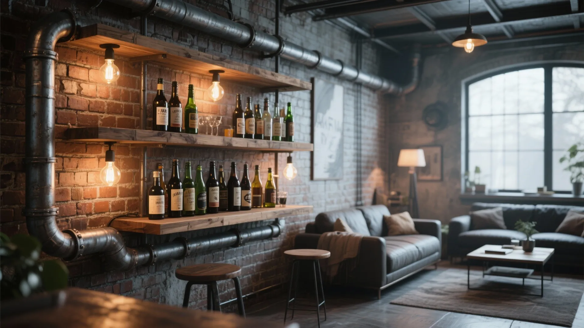 9. Industrial Pipe Shelving Bar