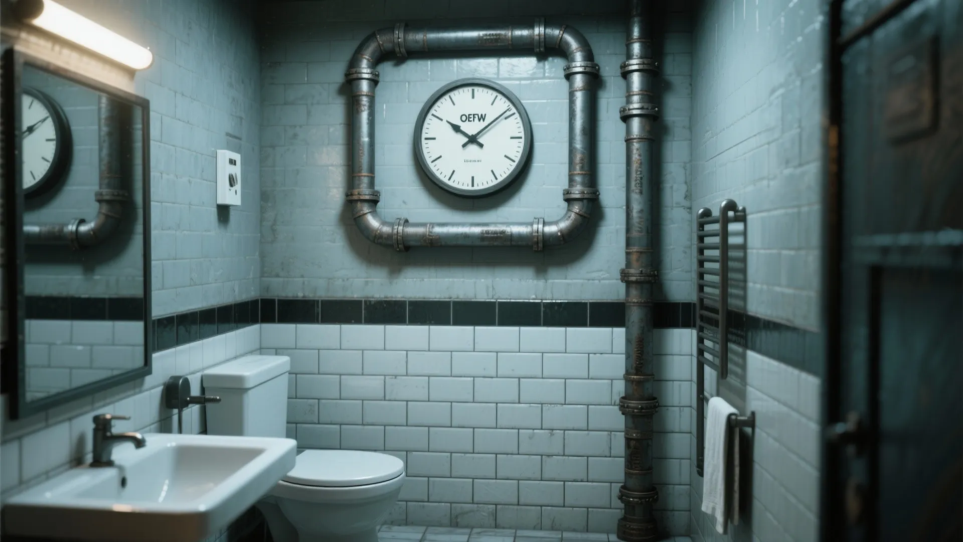 7. Industrial Pipe Frame Clock