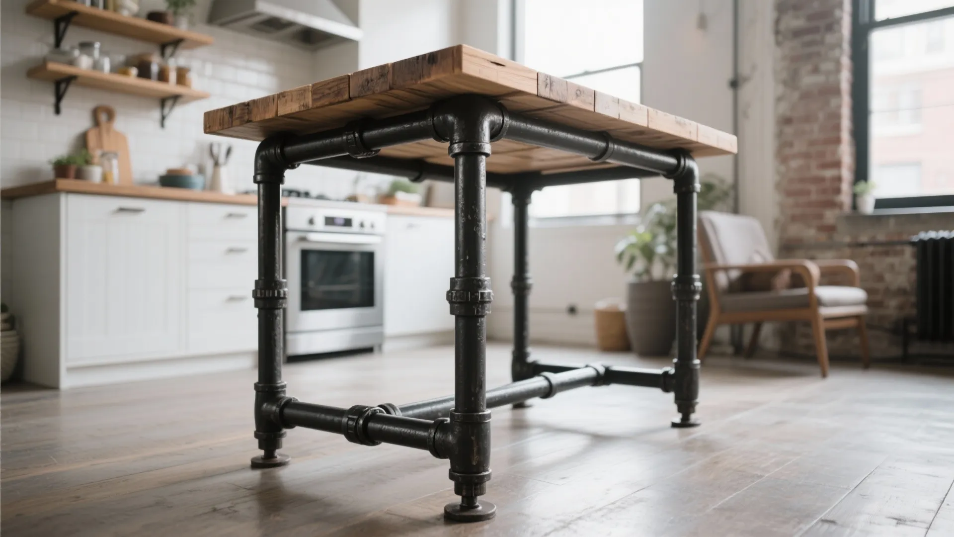 7. Industrial Pipe Frame Island