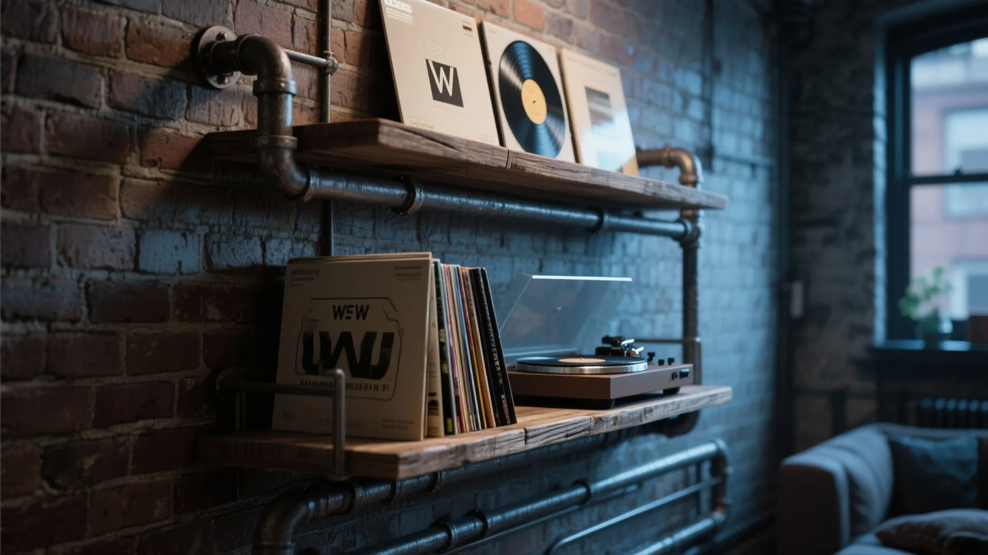 5. Industrial Pipe Shelf Unit