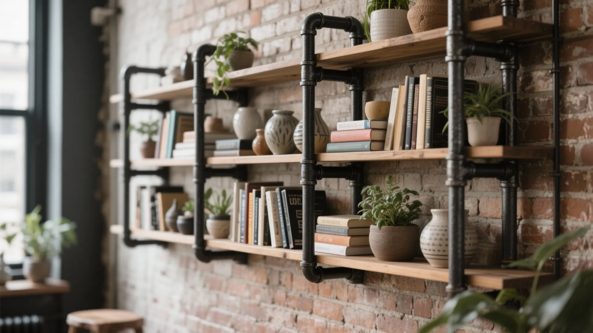 9. Industrial Pipe Shelving