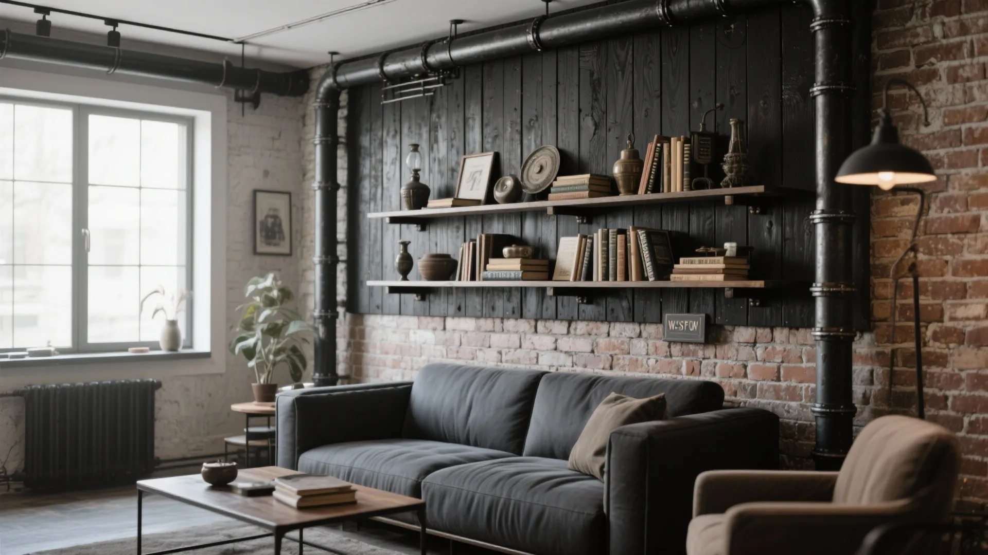 Industrial Pipe and Floating Shelf Combo